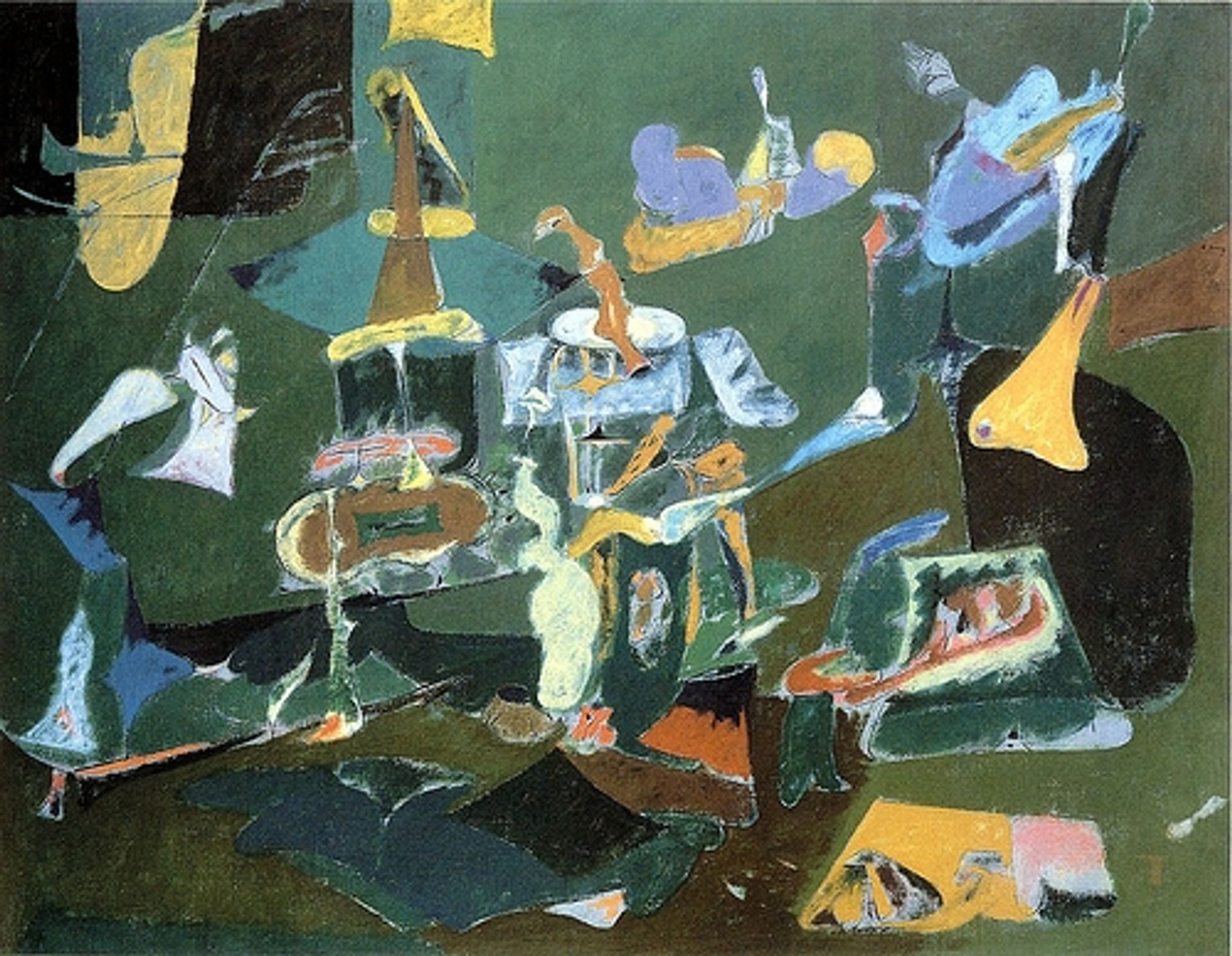 Dark Green Painting by Arshile Gorky