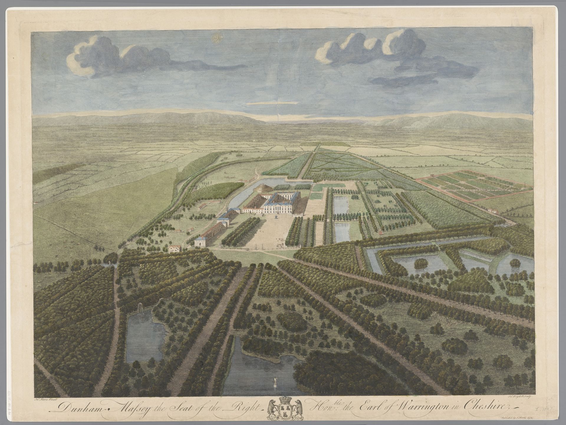 Gezicht op Dunham Massey in Cheshire by John Boydell