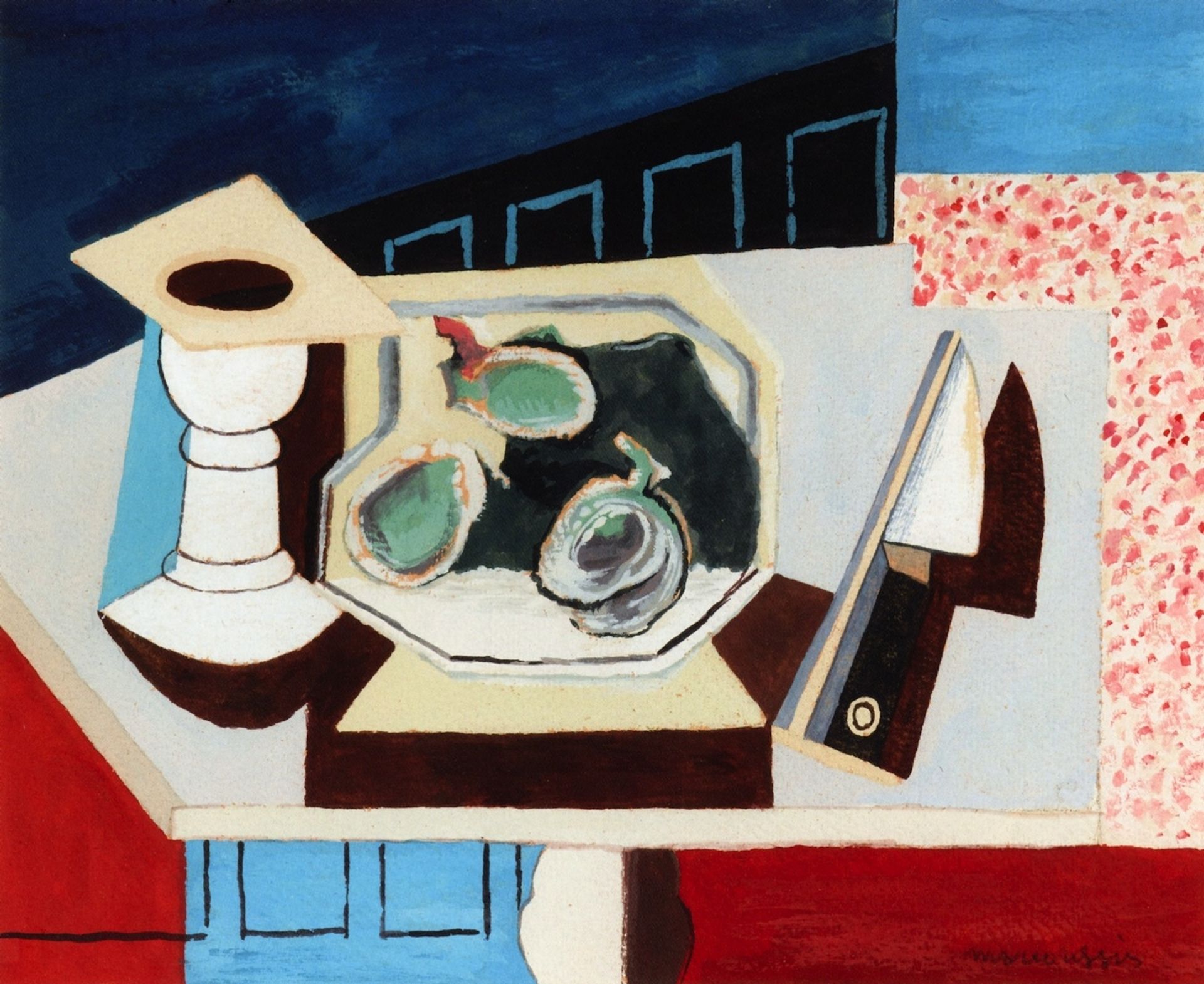 Still LIfe with Pomegranates and Knife on a Pedestal by Louis Marcoussis