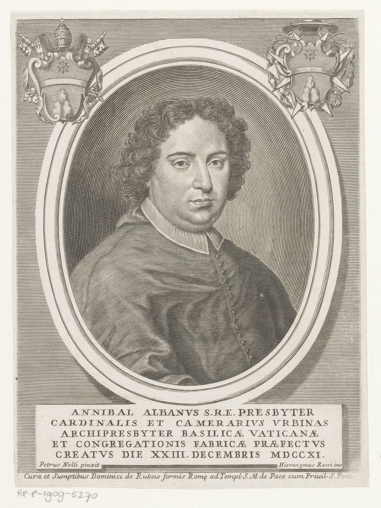 Portret van kardinaal Annibale Albani by Girolamo (II) Rossi