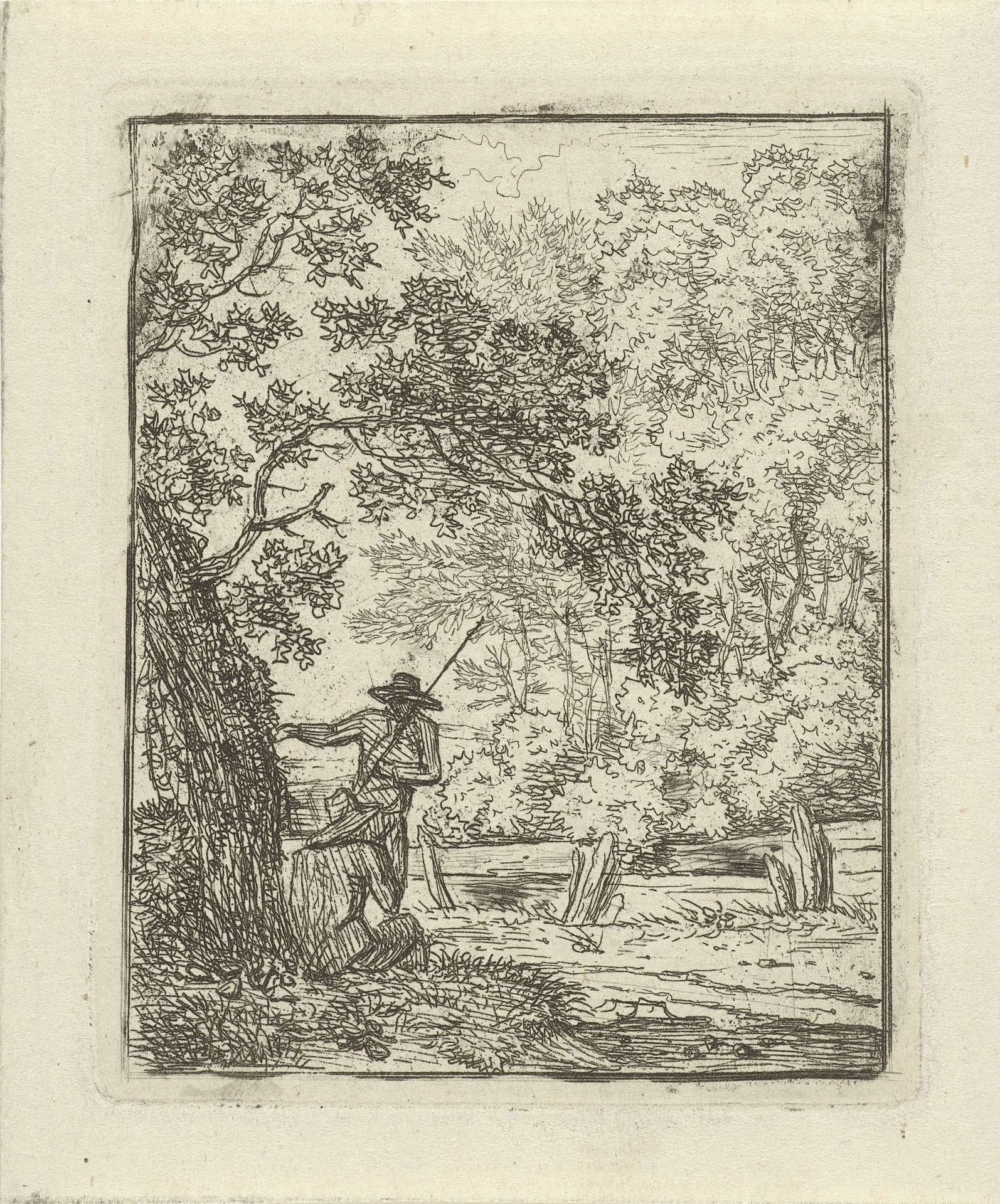 Twee mannen bij een boom by Hermanus Fock