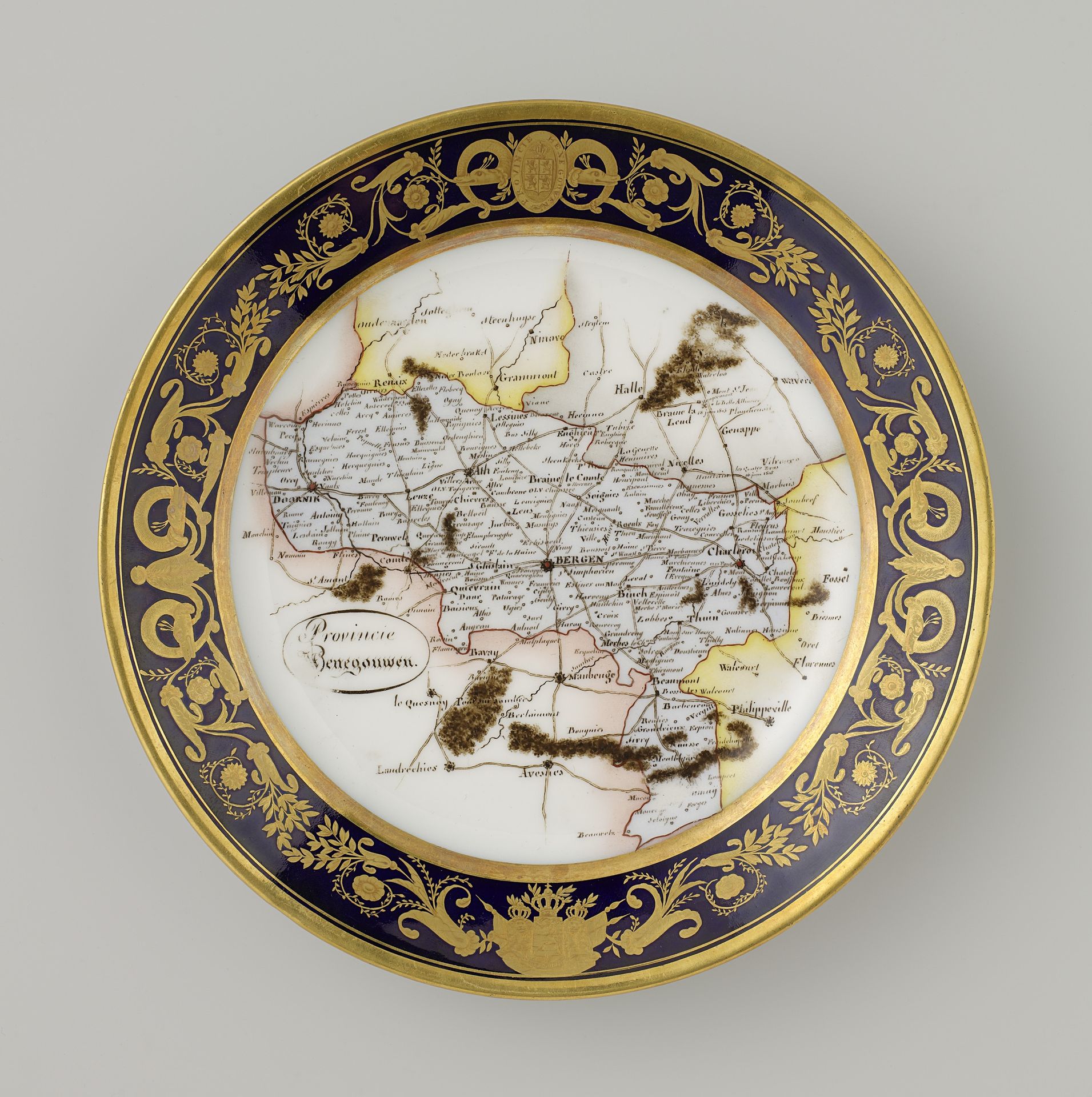 18 plates, each decorated with a Netherlandish province by Anonymous