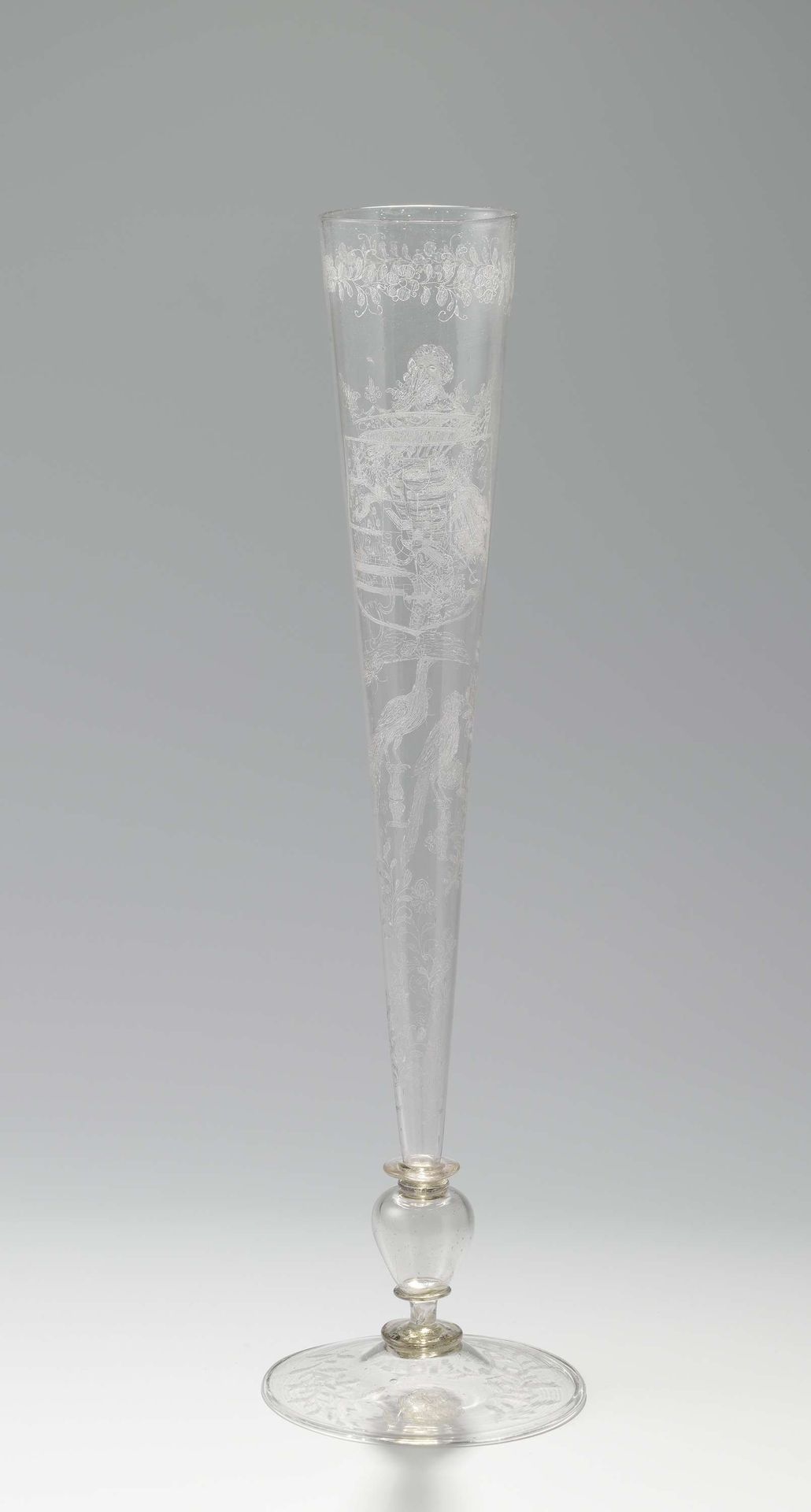 Flute glass with a portrait of Frederick Henry by Anonymous