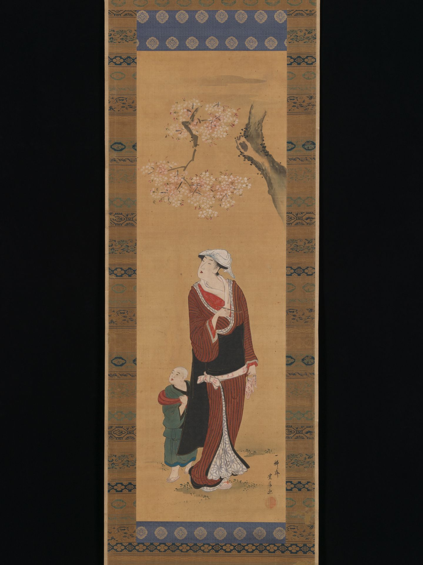 Woman and Child under a Cherry Tree by Utagawa Toyohiro
