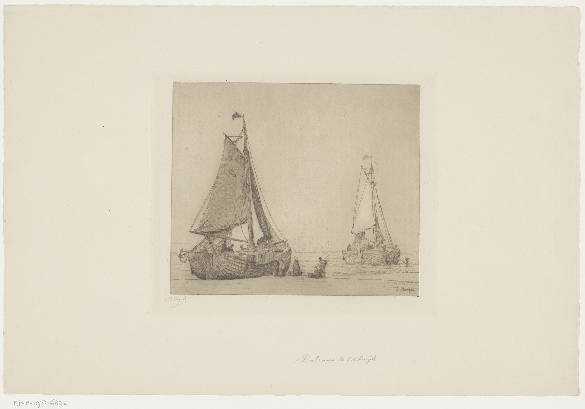 Vissersboten te Katwijk by Alphonse Stengelin