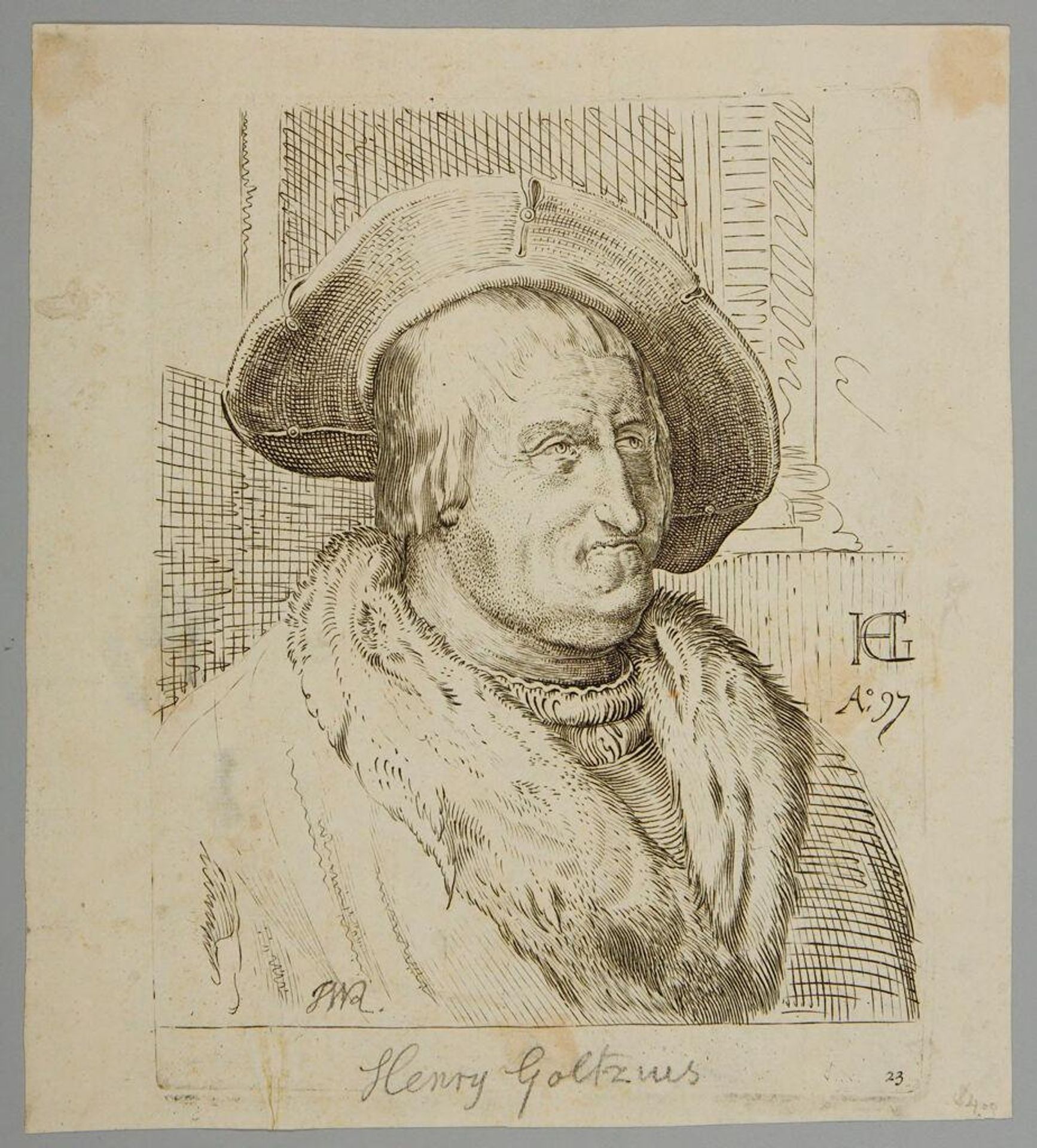 Fantasy Portrait of an Old Man with a Hat by Traditionally attributed to Hendrick Goltzius