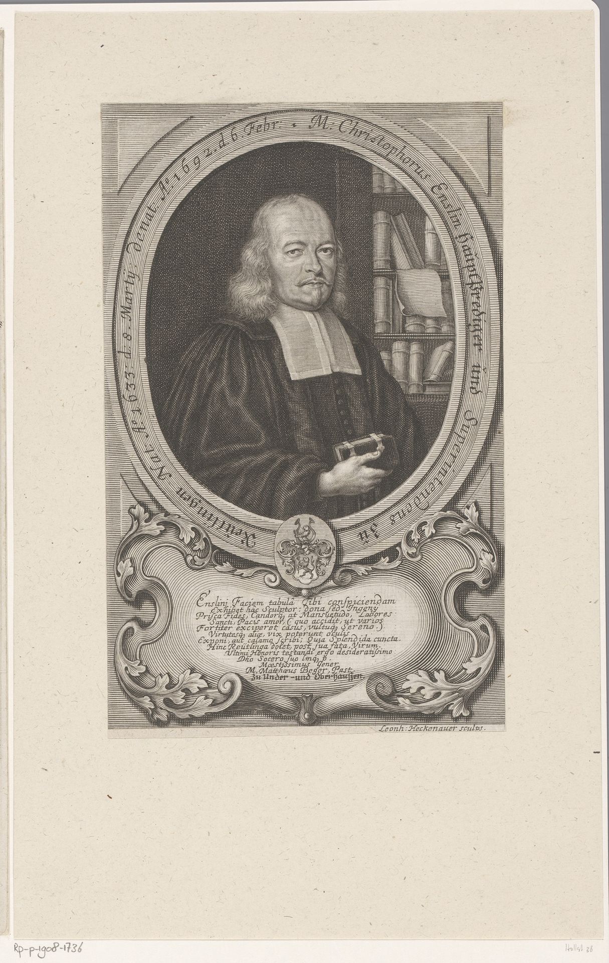 Portret van Christoph Enslin by Leonhard Heckenauer