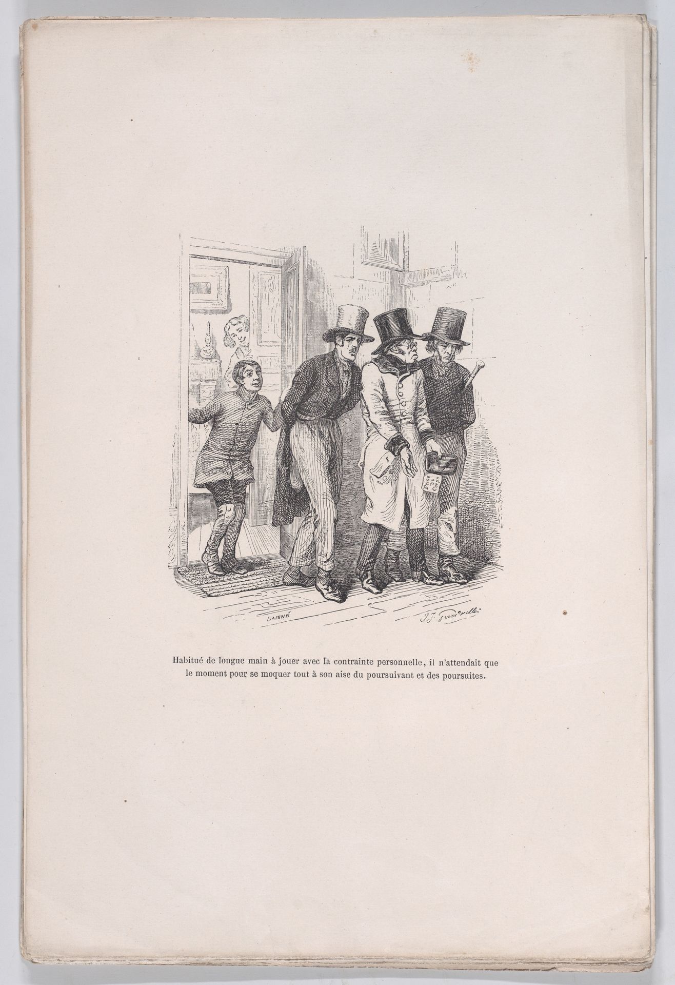 "He was only waiting to make fun of the pursuer and the pursuit" from the Little Miseries of Human Life by J. J. Grandville