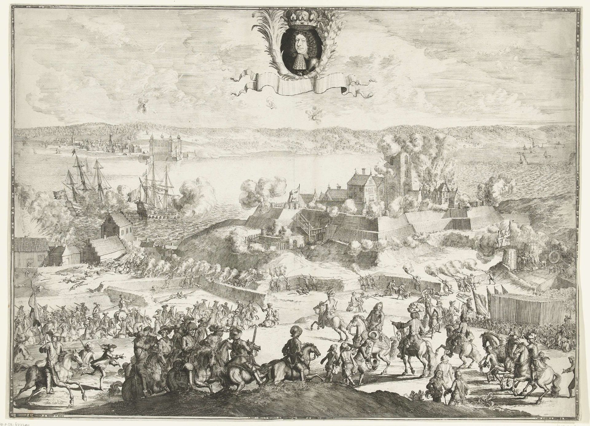 Verovering van Helsingborg (Elsenburgh) door het Zweedse leger, 1677 by Romeyn de Hooghe