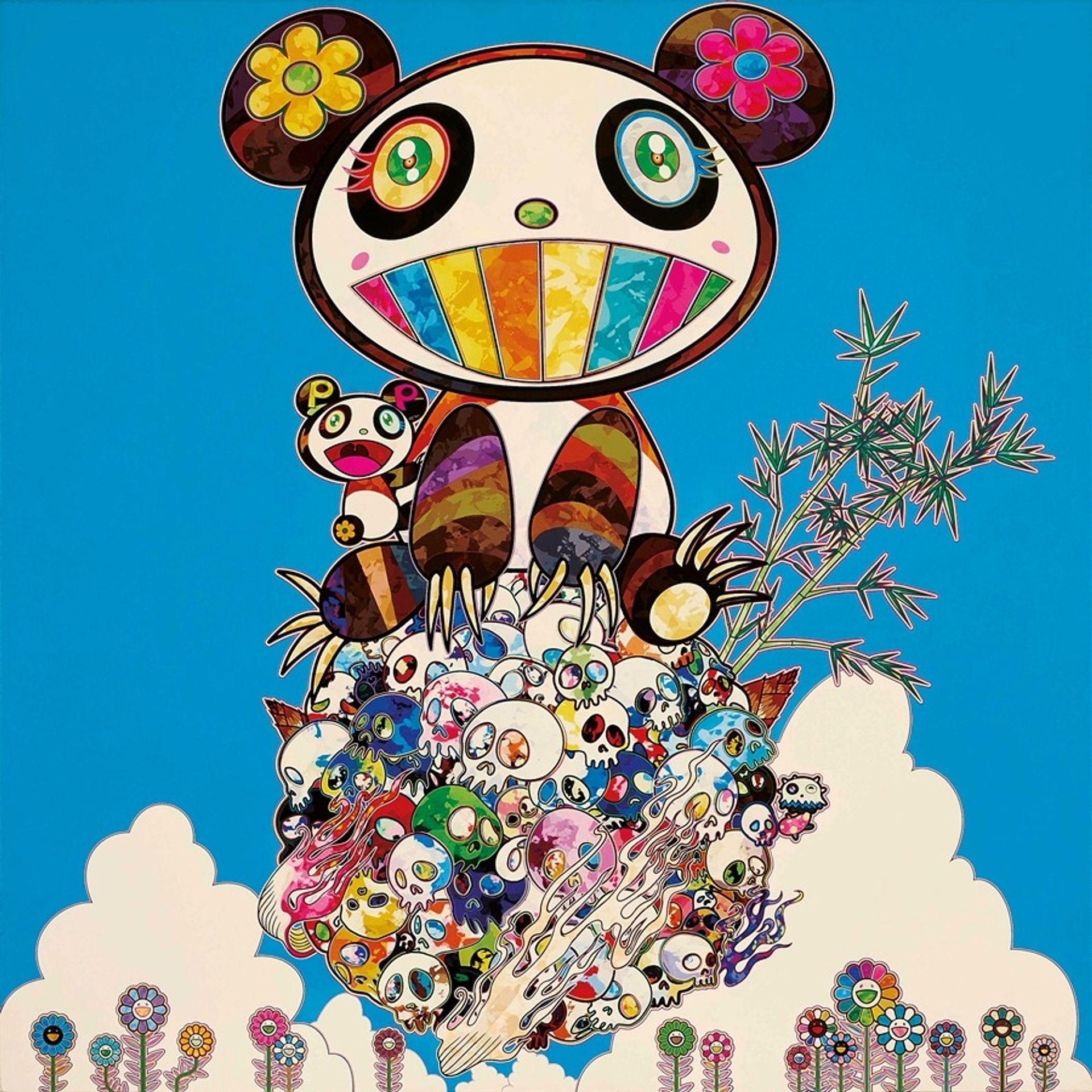 A Panda Family Against the Blue Sky - Takashi Murakami | Artera