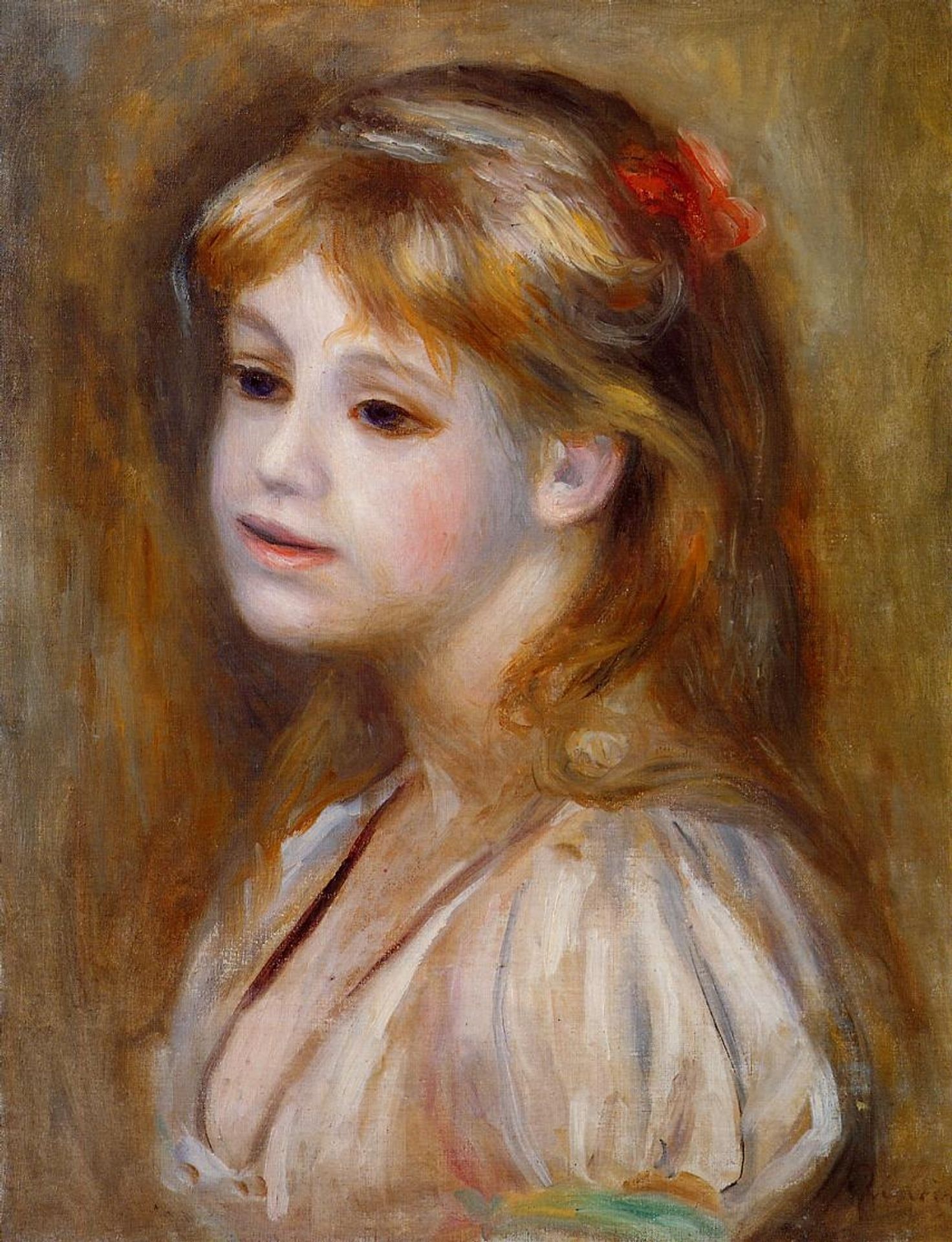 Little Girl with a Red Hair Knot by Pierre-Auguste Renoir