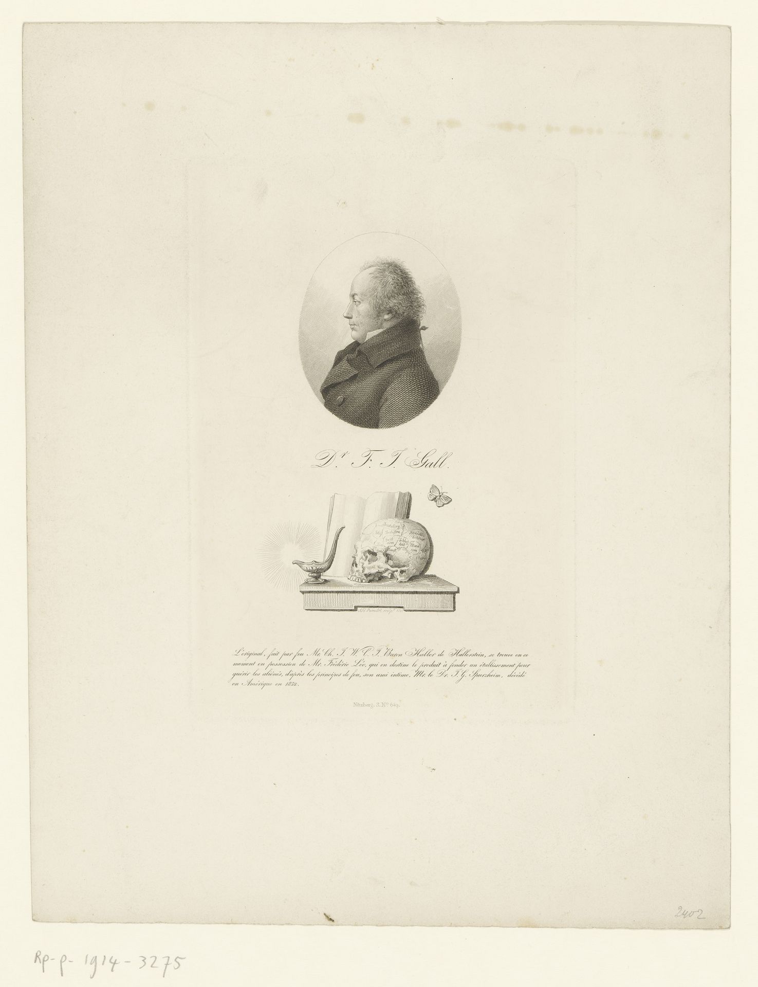Portret van Franz Joseph Gall by Albert Christoph Reindel
