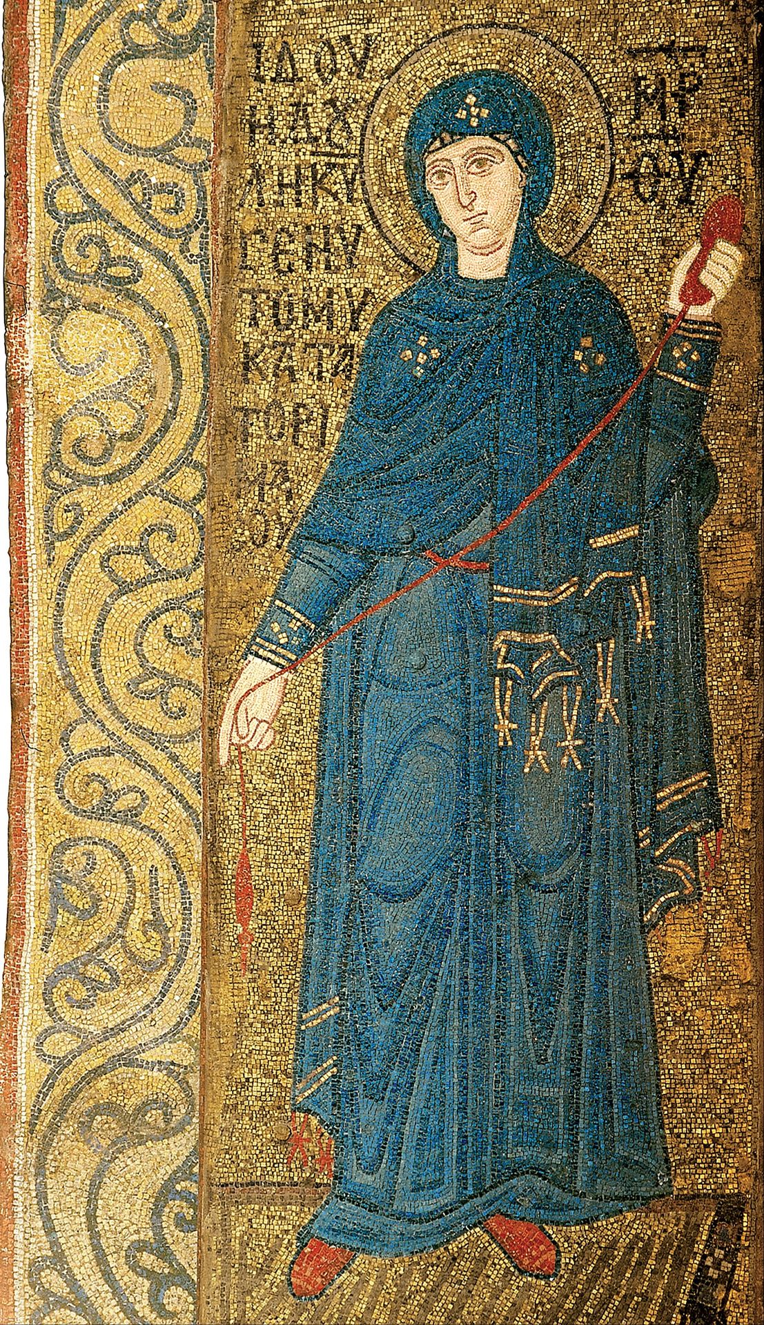 The Annunciation. Virgin Mary by Byzantine Mosaics