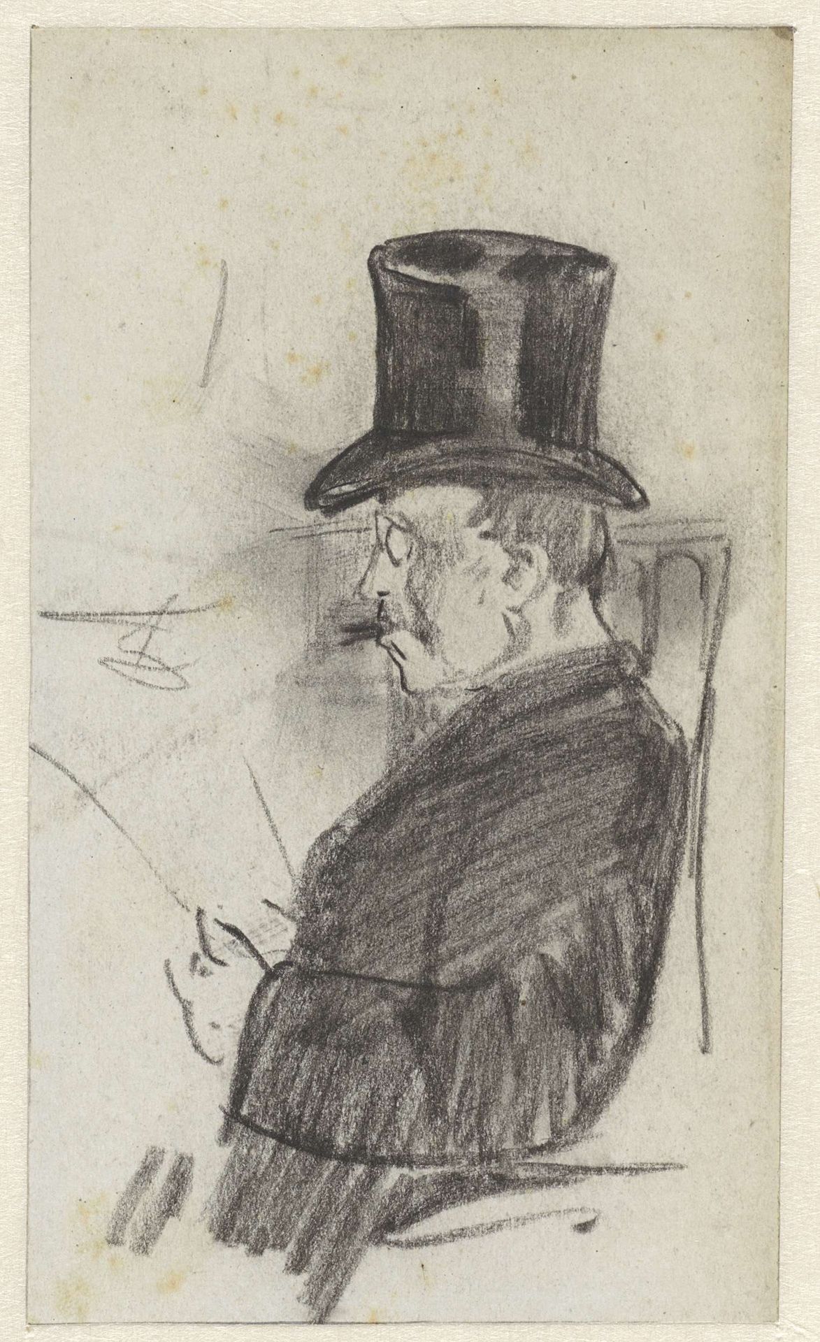 Krantenlezer met hoge hoed by Jac van Looij