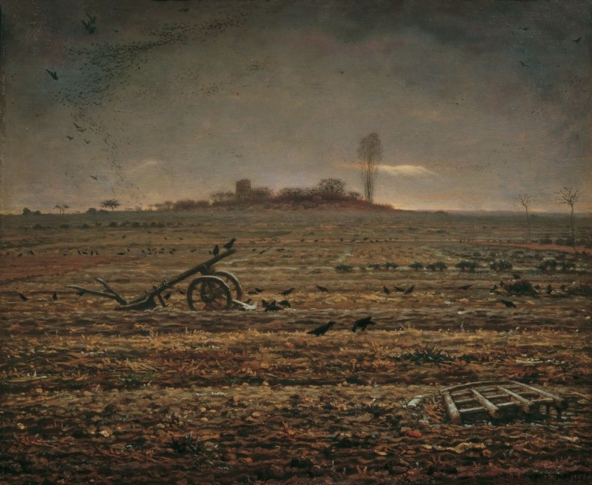 Die Ebene von Chailly mit Egge und Pflug by Jean-François Millet