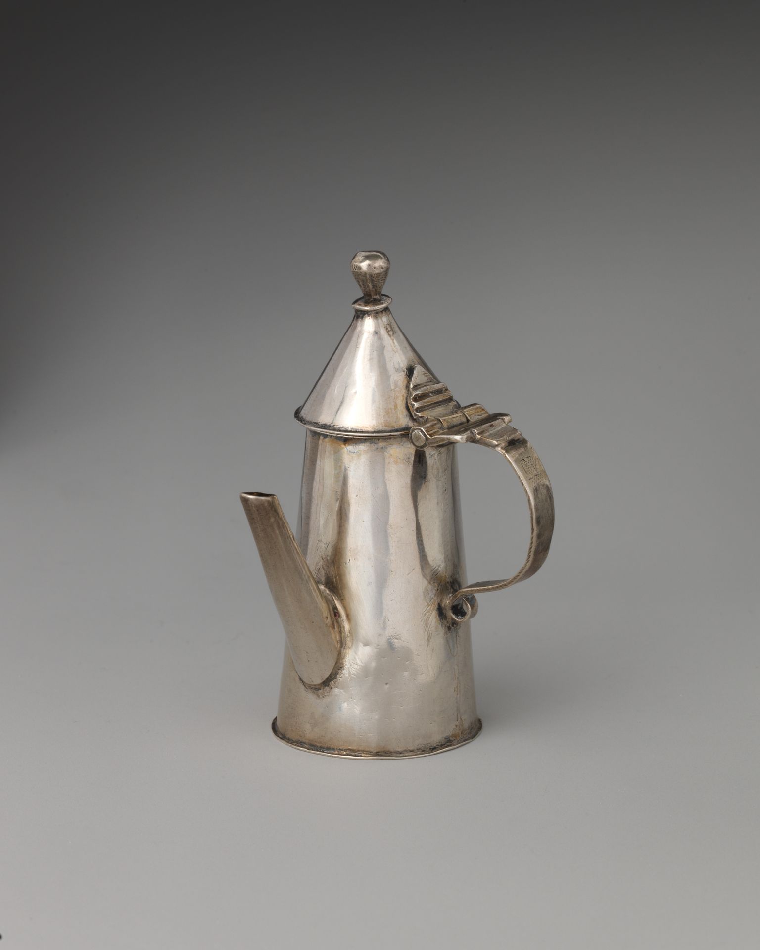Miniature coffeepot with hinged cover by George Manjoy
