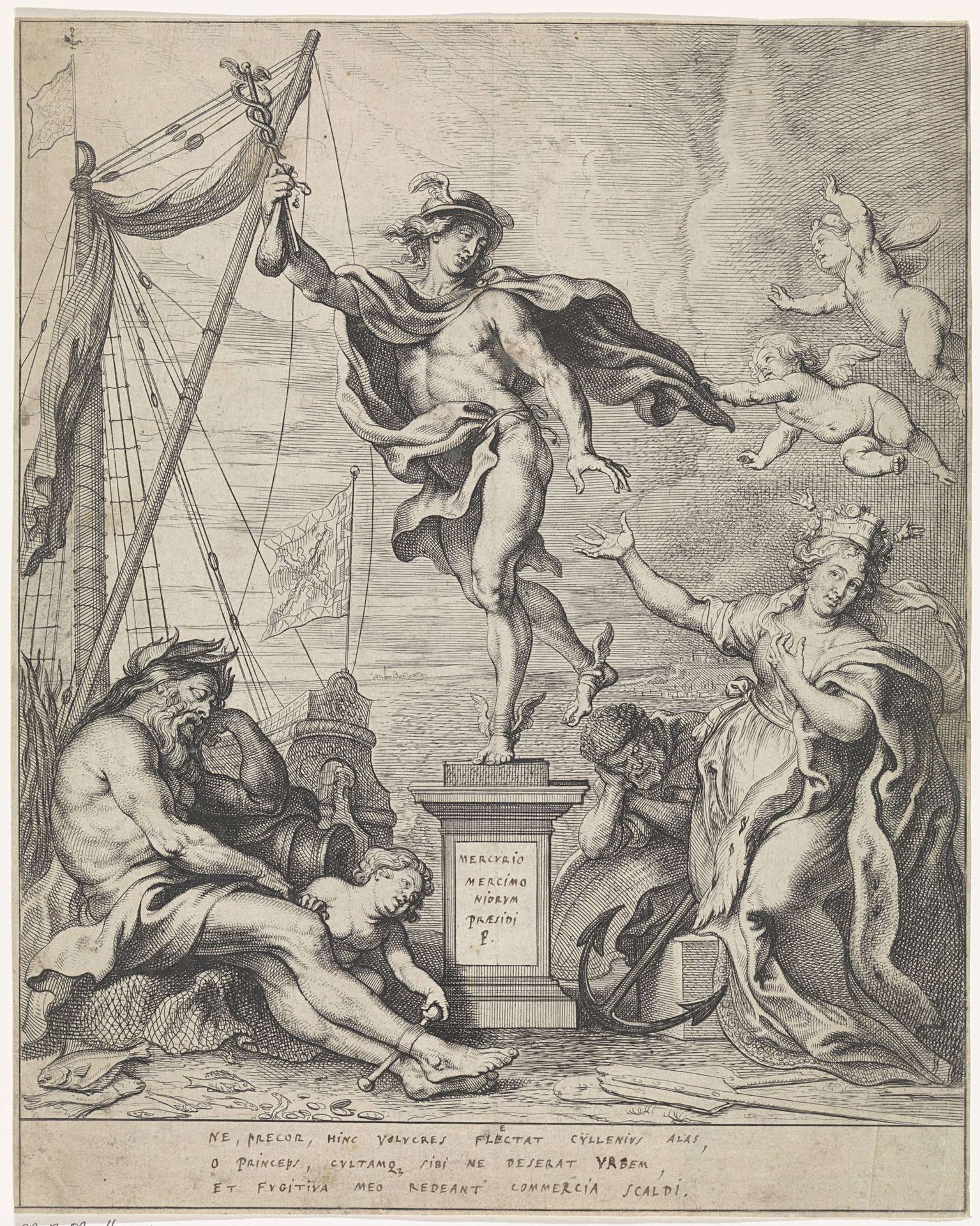 Mercurius verlaat Antwerpen; intocht van Ferdinand te Antwerpen in 1635 (nr. 34) by Theodoor van Thulden