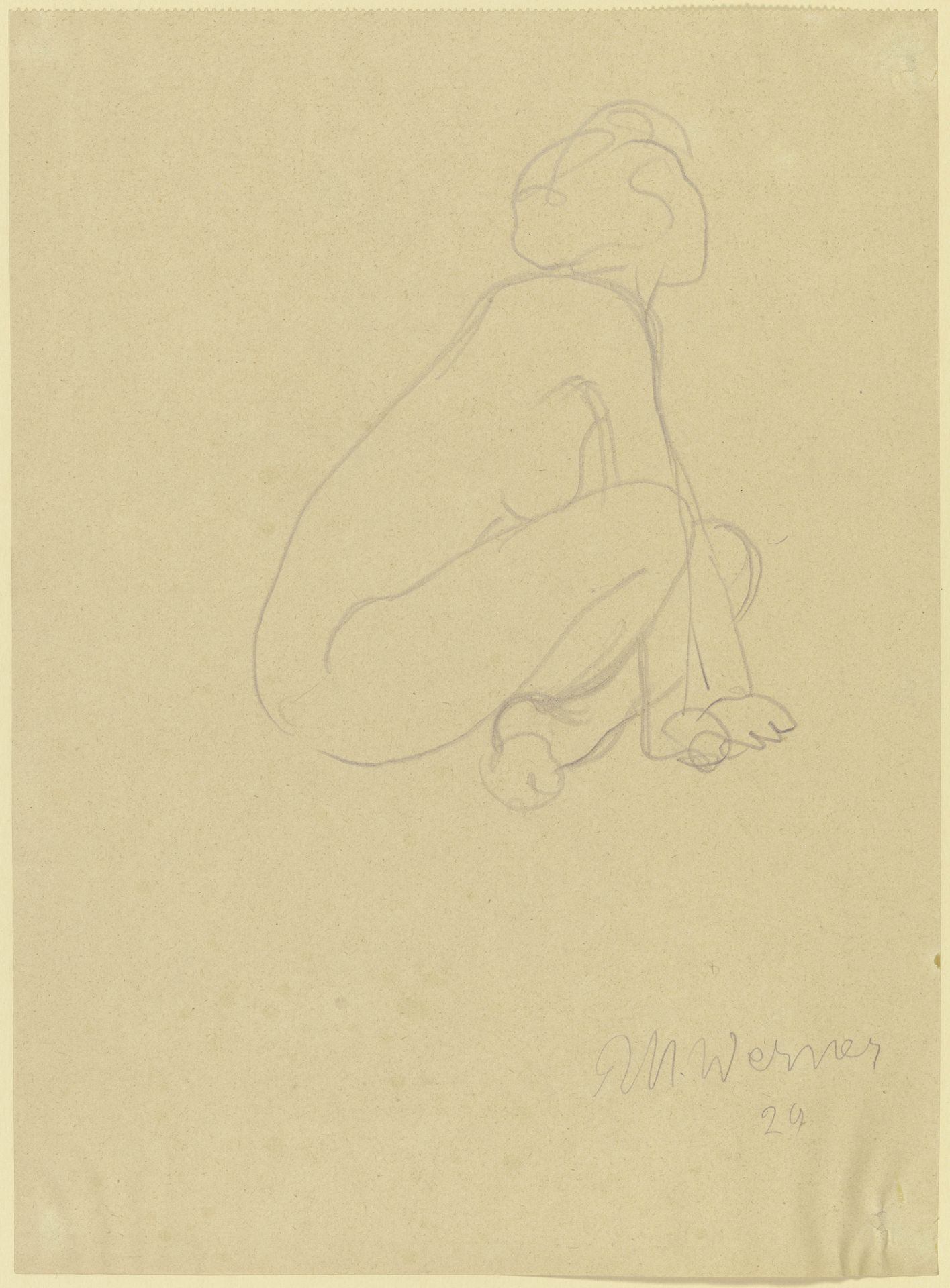 Weiblicher Akt, am Boden sitzend by Richard Martin Werner