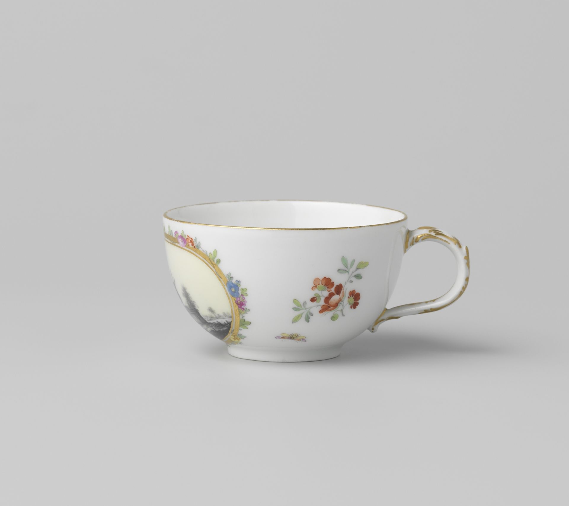 Cup with a landscape and flower sprays by Königliche Porzellan Manufaktur