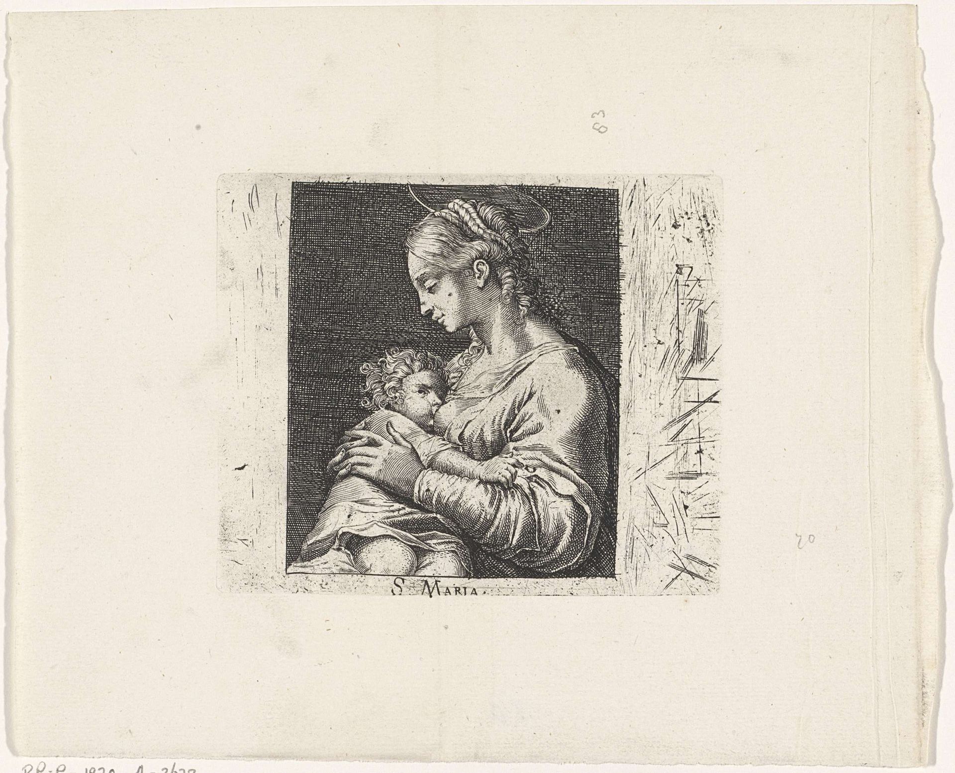 Maria geeft het Christuskind de borst by Anonymous