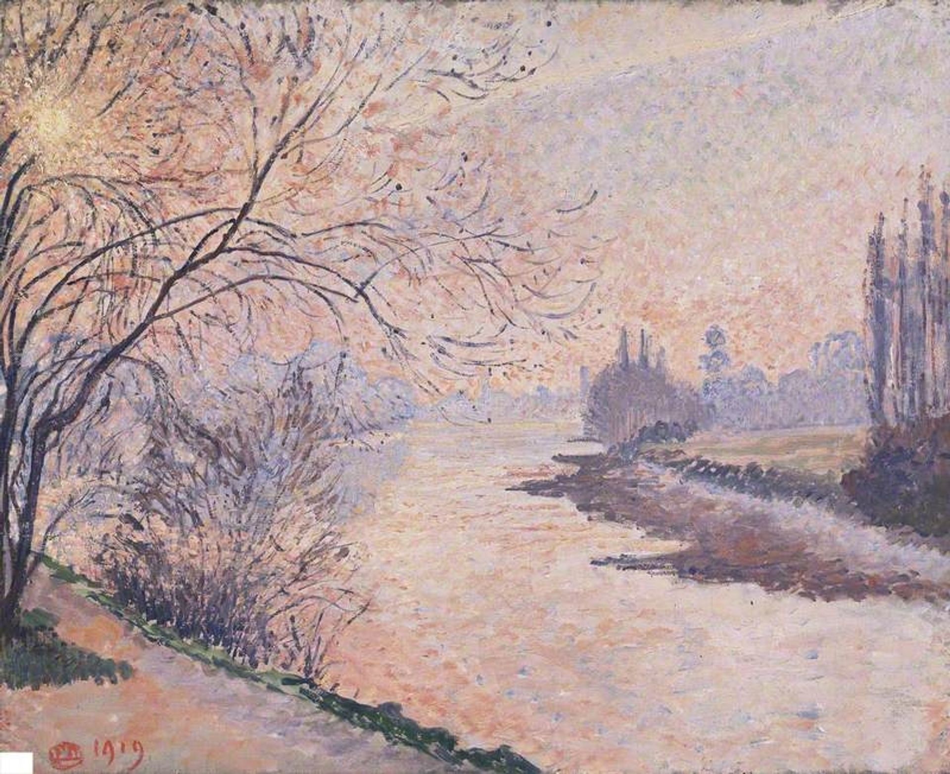 November Sunset on the Thames, Kew by Lucien Pissarro