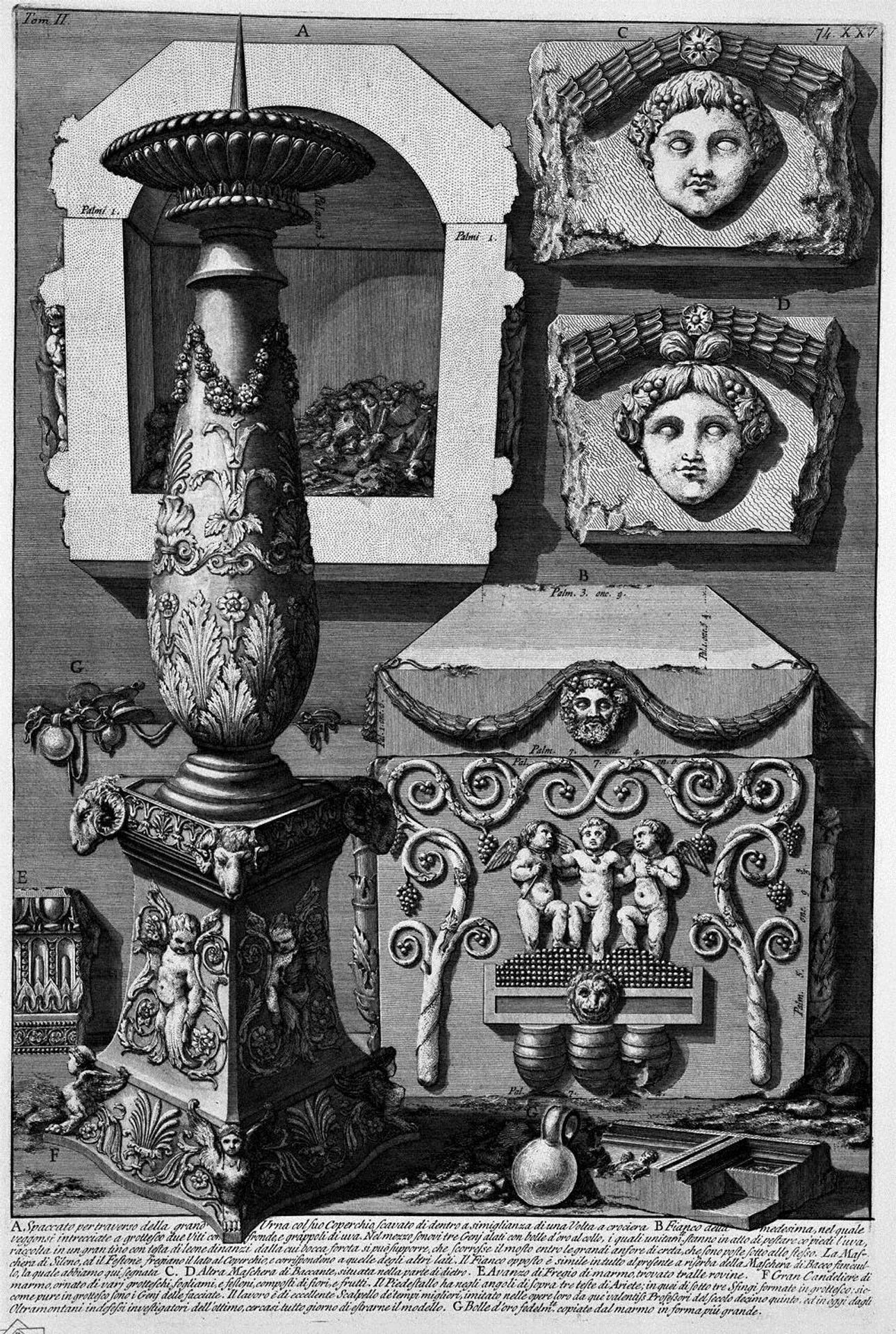 The Roman antiquities, t. 2, Plate XXV. Large urn of porphyry, within which is believed to have been placed the body of Constance. by Giovanni Battista Piranesi