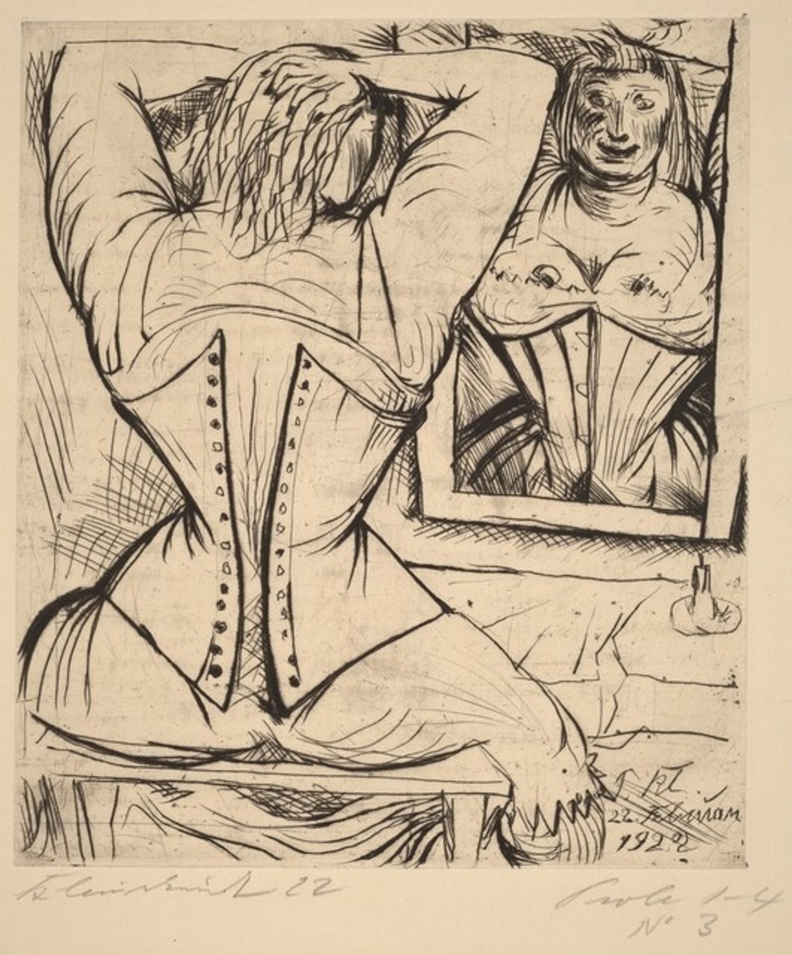 Corseted Woman at a Mirror by Paul Kleinschmidt