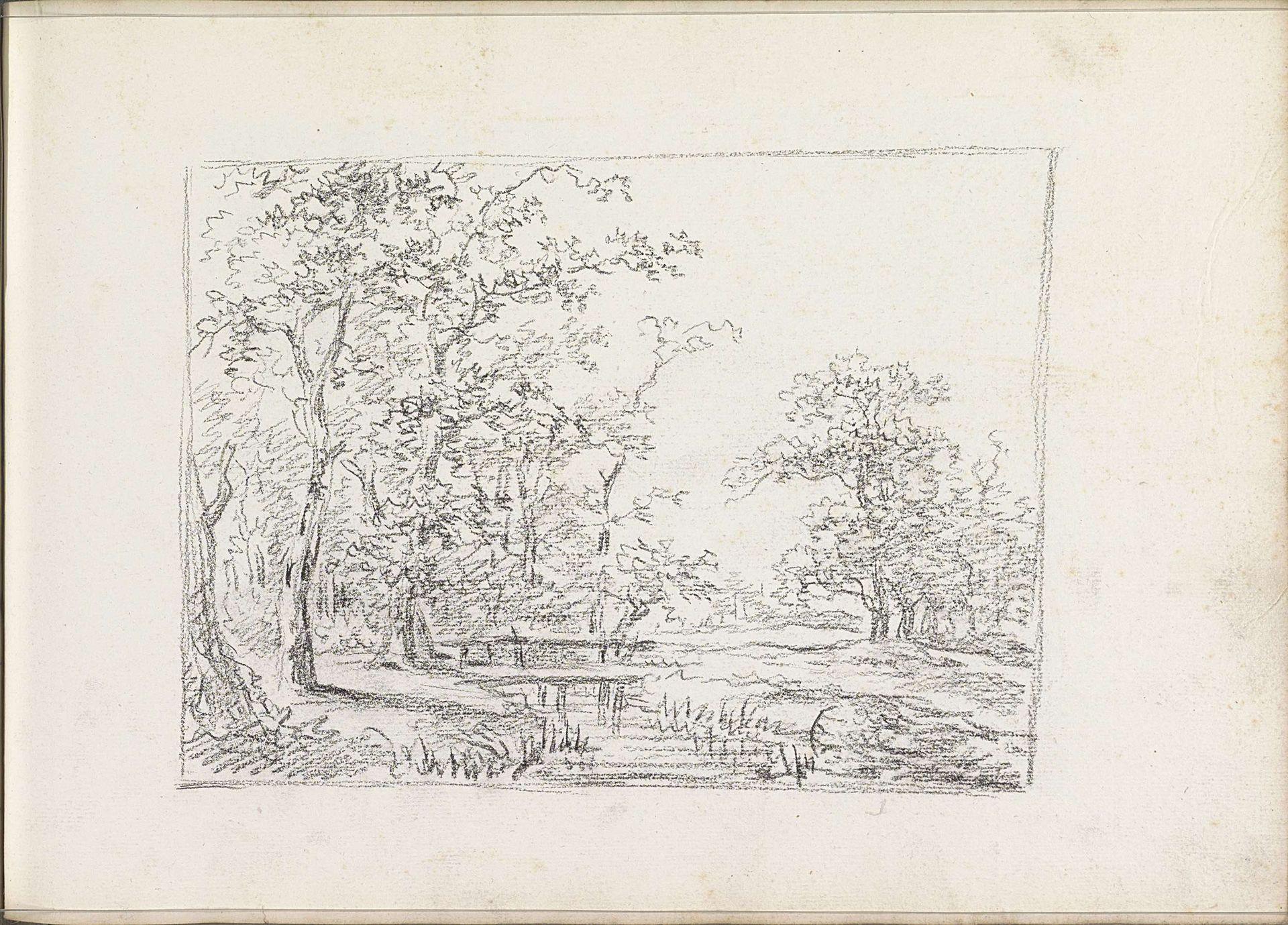 Landschap met een brug over een rivier by Andreas Schelfhout
