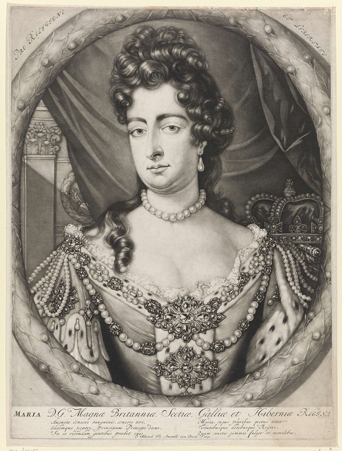 Portret van Maria II Stuart by Pieter Schenk