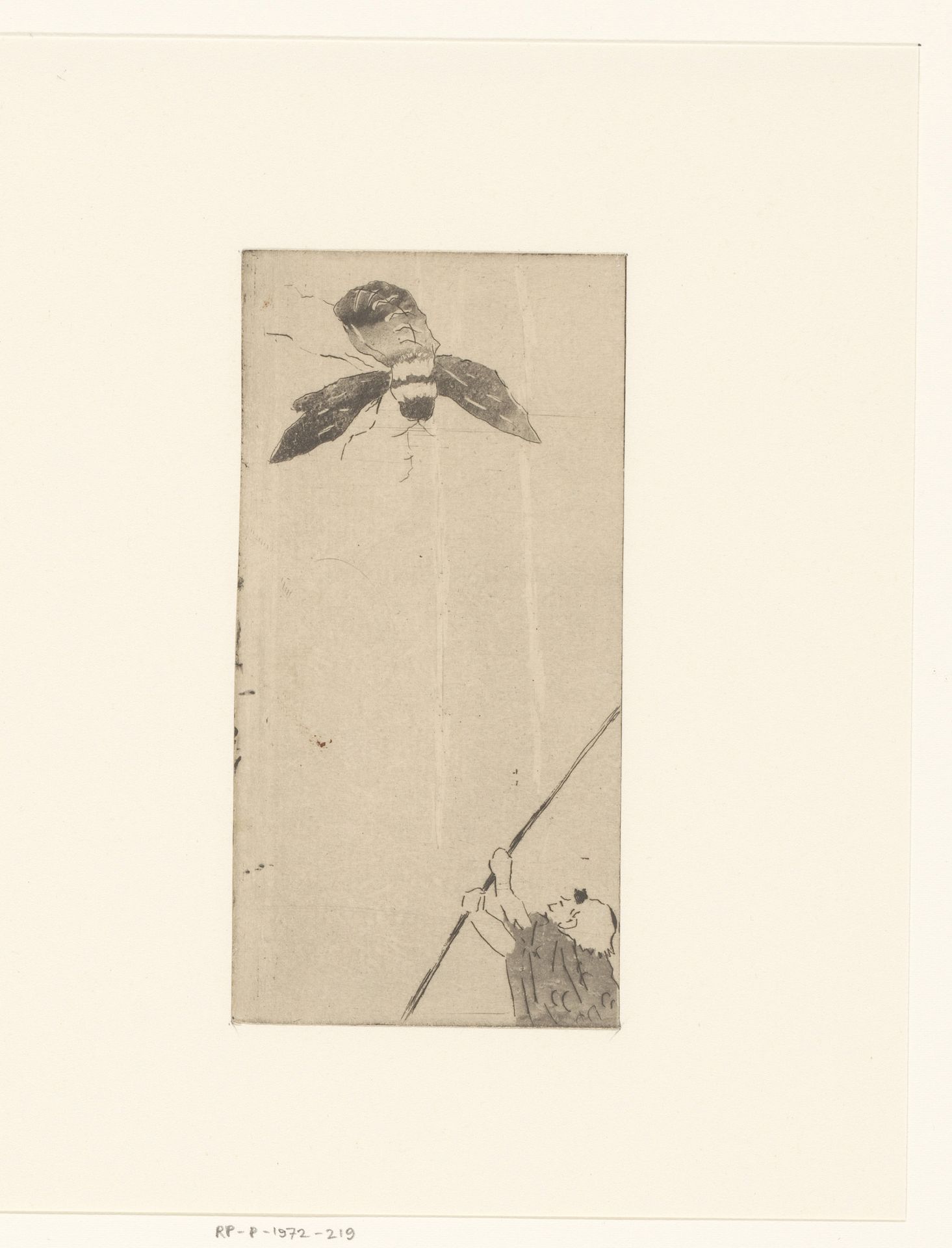 Japans motief met en man en een bij by Henri-Charles Guérard