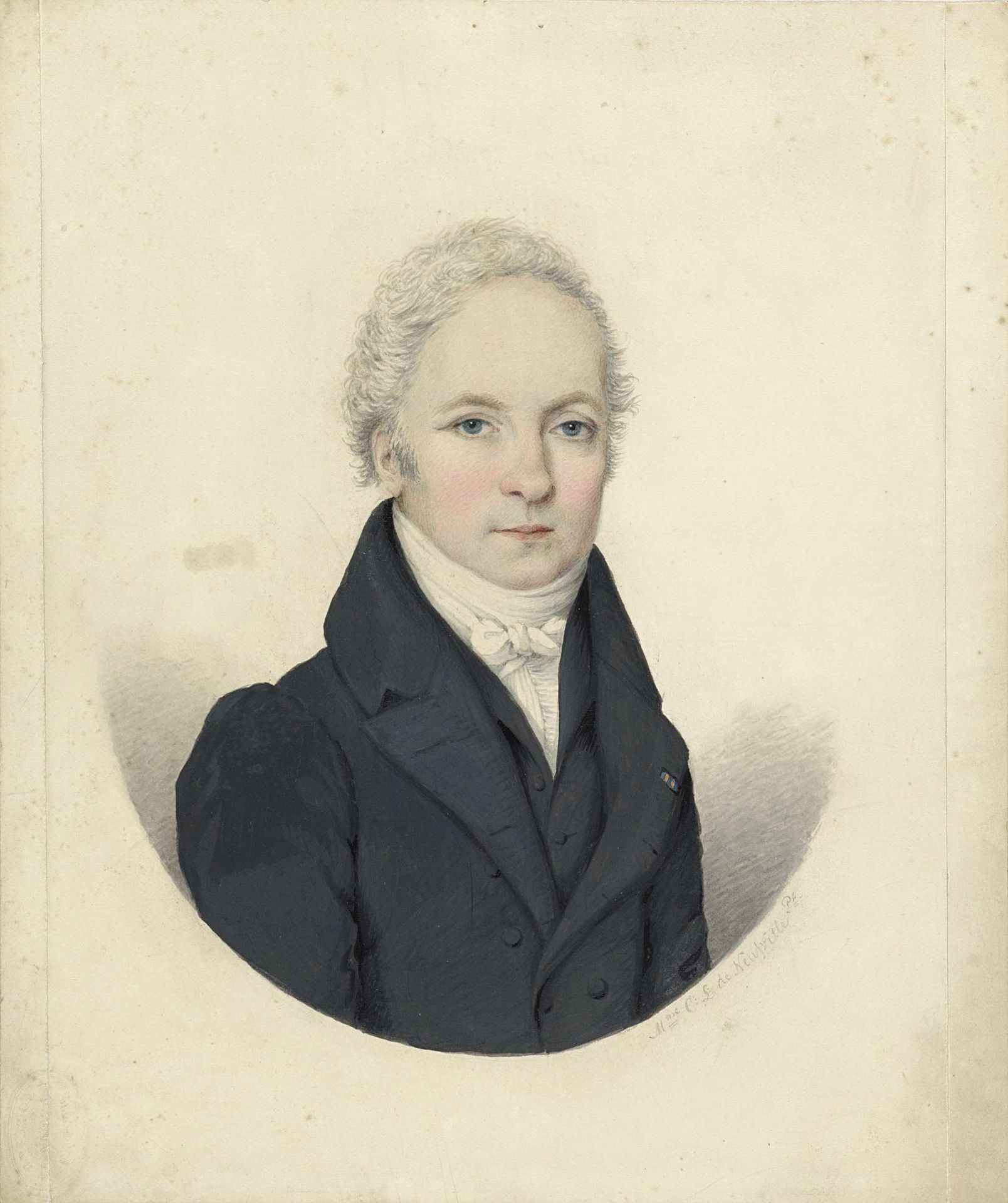 Borstbeeld in ovaal, portret van Georg (?) Clifford by Louise Charlotte de Neufville-Ritter