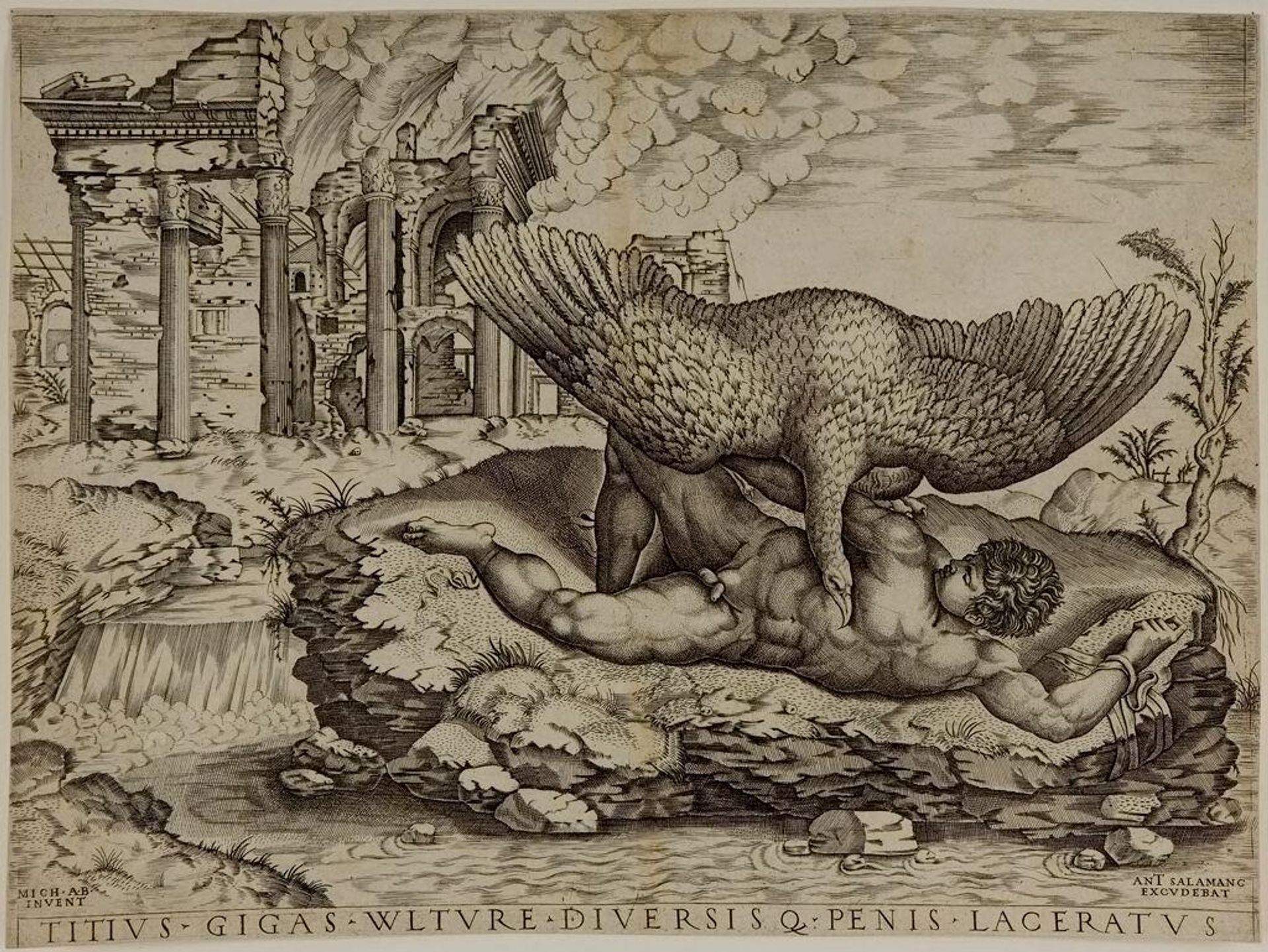 Tityus Gnawed by the Vulture by Nicolas Beatrizet the Younger