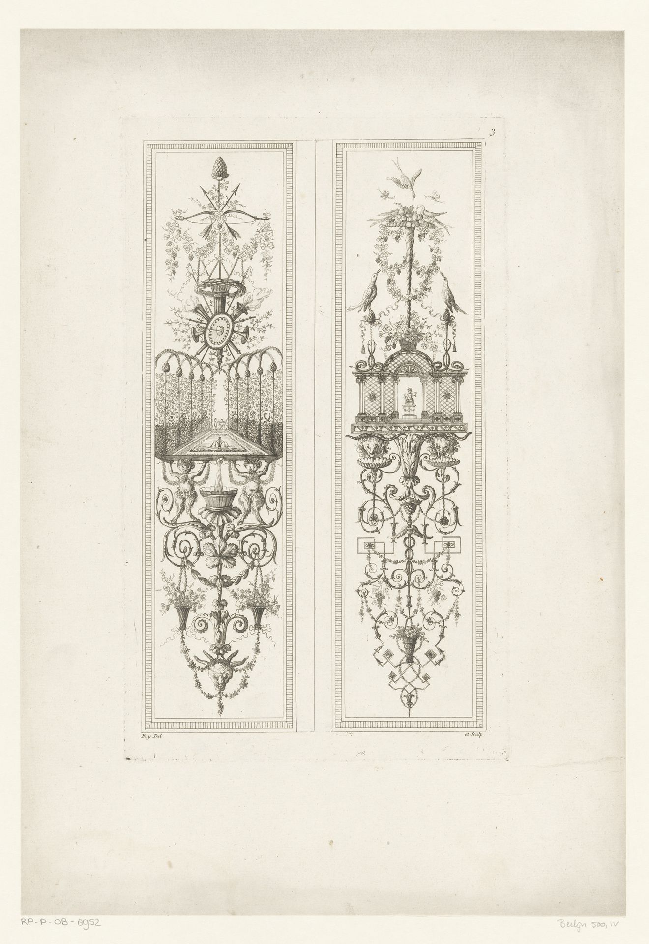 Arabesken met tuinlandschap en prieel by Jean Baptiste Fay
