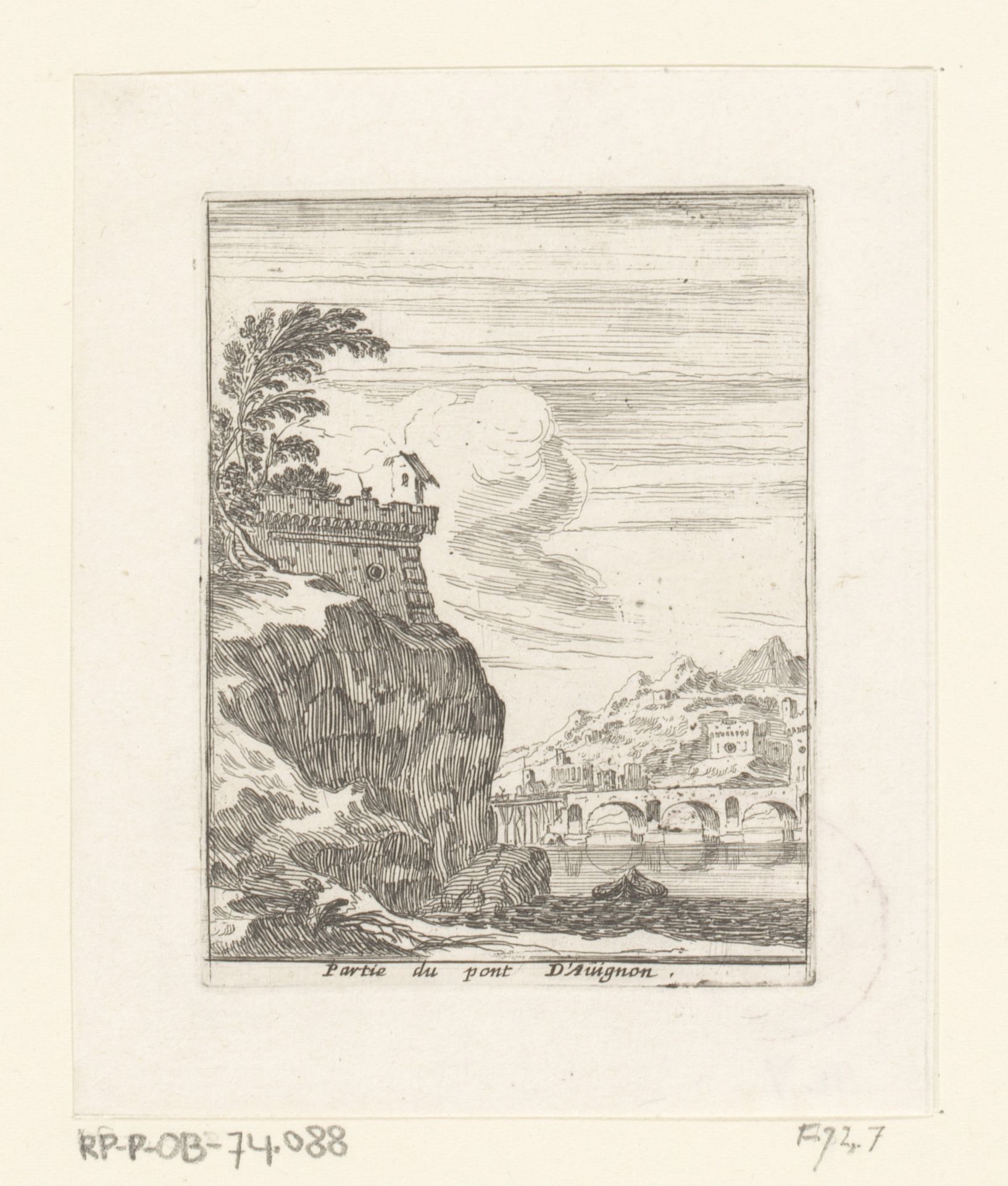 Gezicht op een deel van de Pont Saint-Bénézet by Israel Silvestre