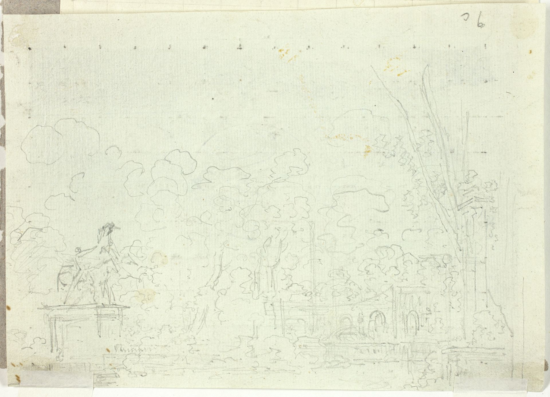 View of the Park at Versailles: Equestrian Statue Among Trees by Antoine Pierre Mongin