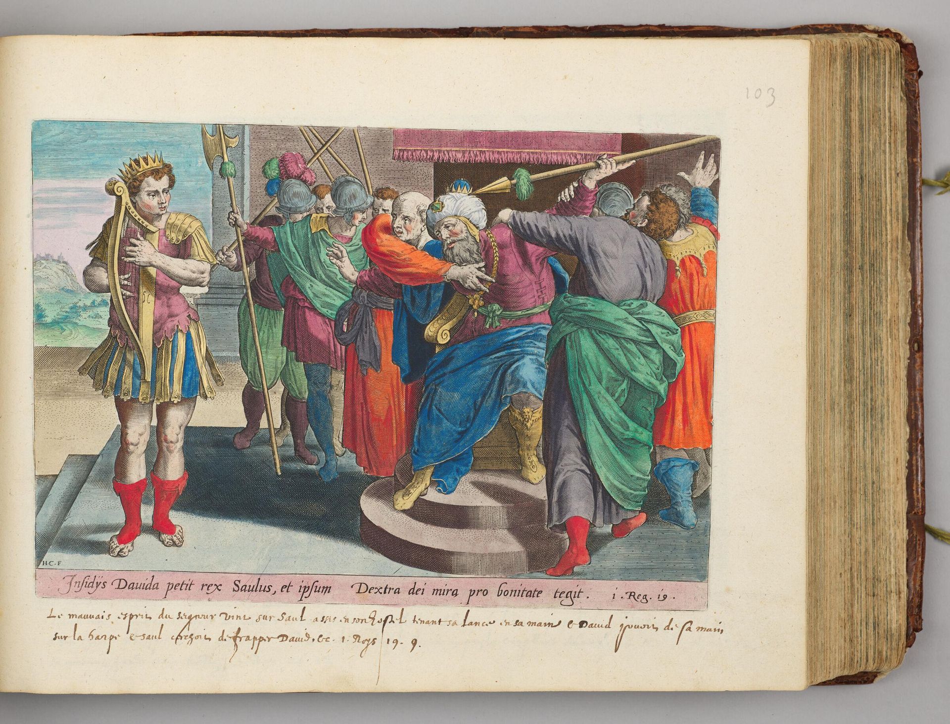 Saul Seeking to Smite David with the Javelin by Hans Collaert the Elder