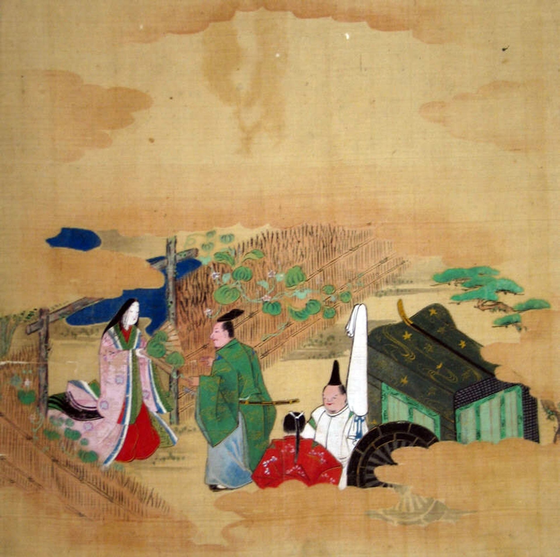 Scene from The Tale of Genji: Chapter 4, "Evening Face" (Yūgao) by Tosa School