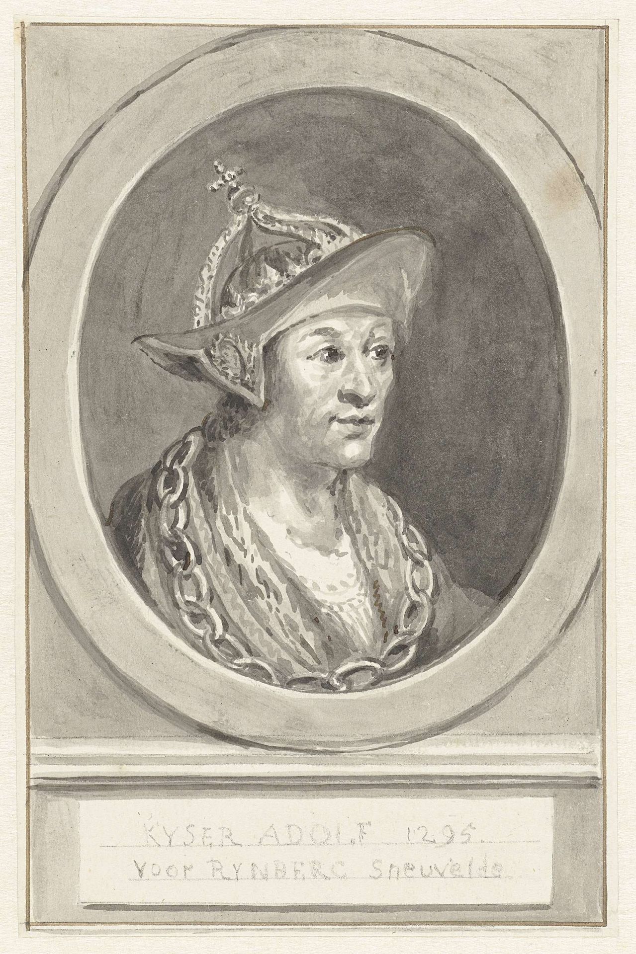 Portret van keizer Adolf VII van Nassau, in ovaal, naar rechts by Aert Schouman