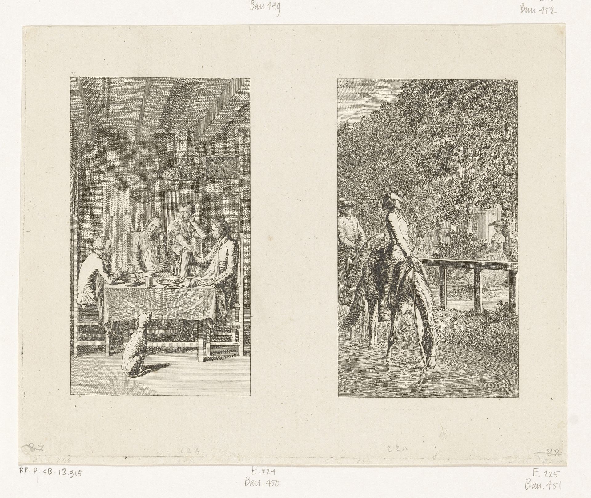 Twee scènes uit Leben, Bemerkungen und Meinungen Johann Bunkels by Daniel Nikolaus Chodowiecki