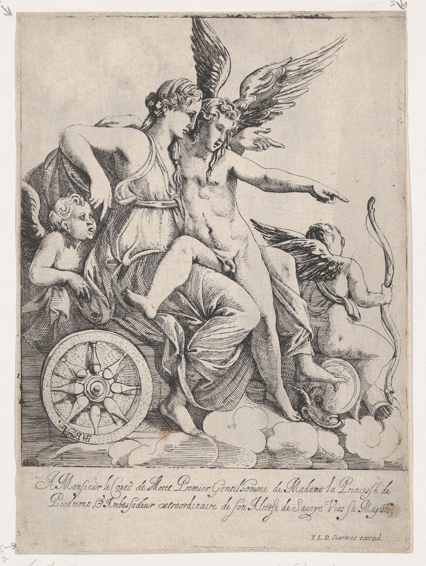 Venus and Cupid on a Chariot by Pierre Biard II