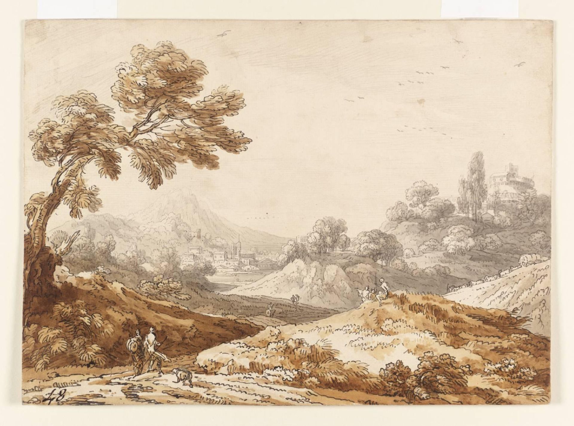Landscape Composition with a Town in the Distance by Jean-Baptiste-Claude Chatelain