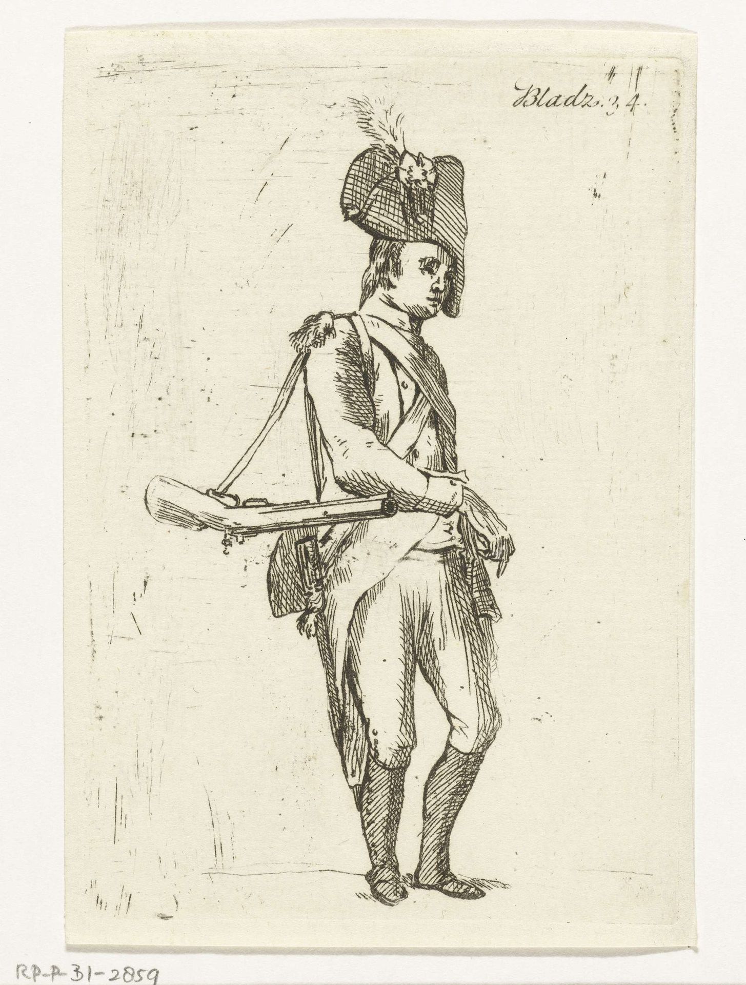 Staande soldaat met geweer by Anthonie van den Bos