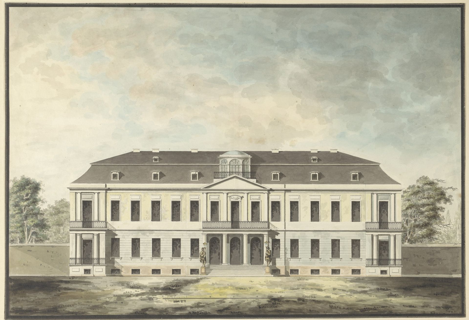 Architectonisch ontwerp voor de voorgevel van een villa by Wybrand Tollenaar