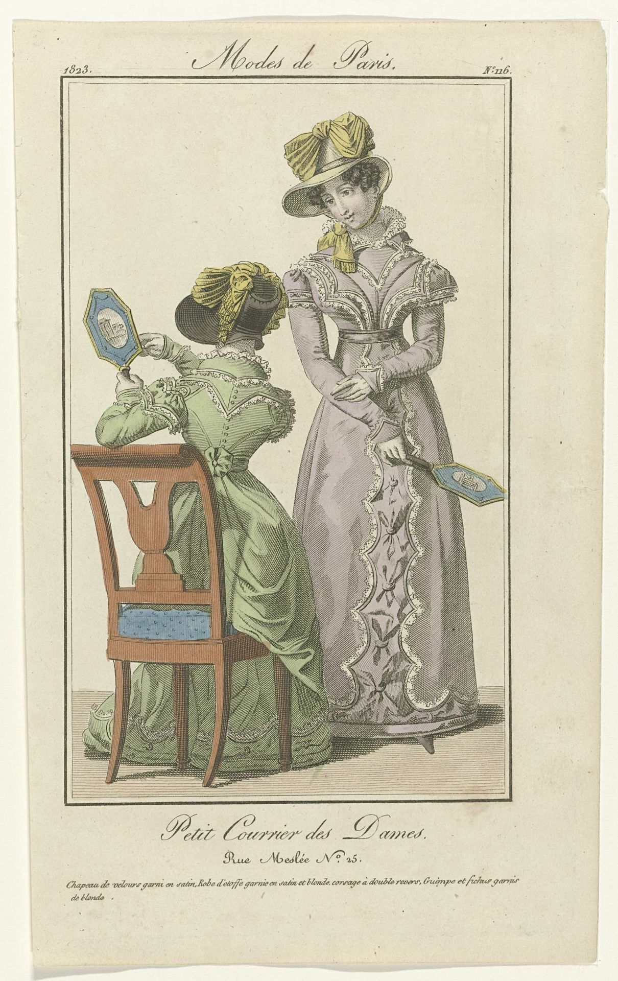 Petit Courrier des Dames, 1823, No. 116 : Chapeau de velours (...) by Anonymous