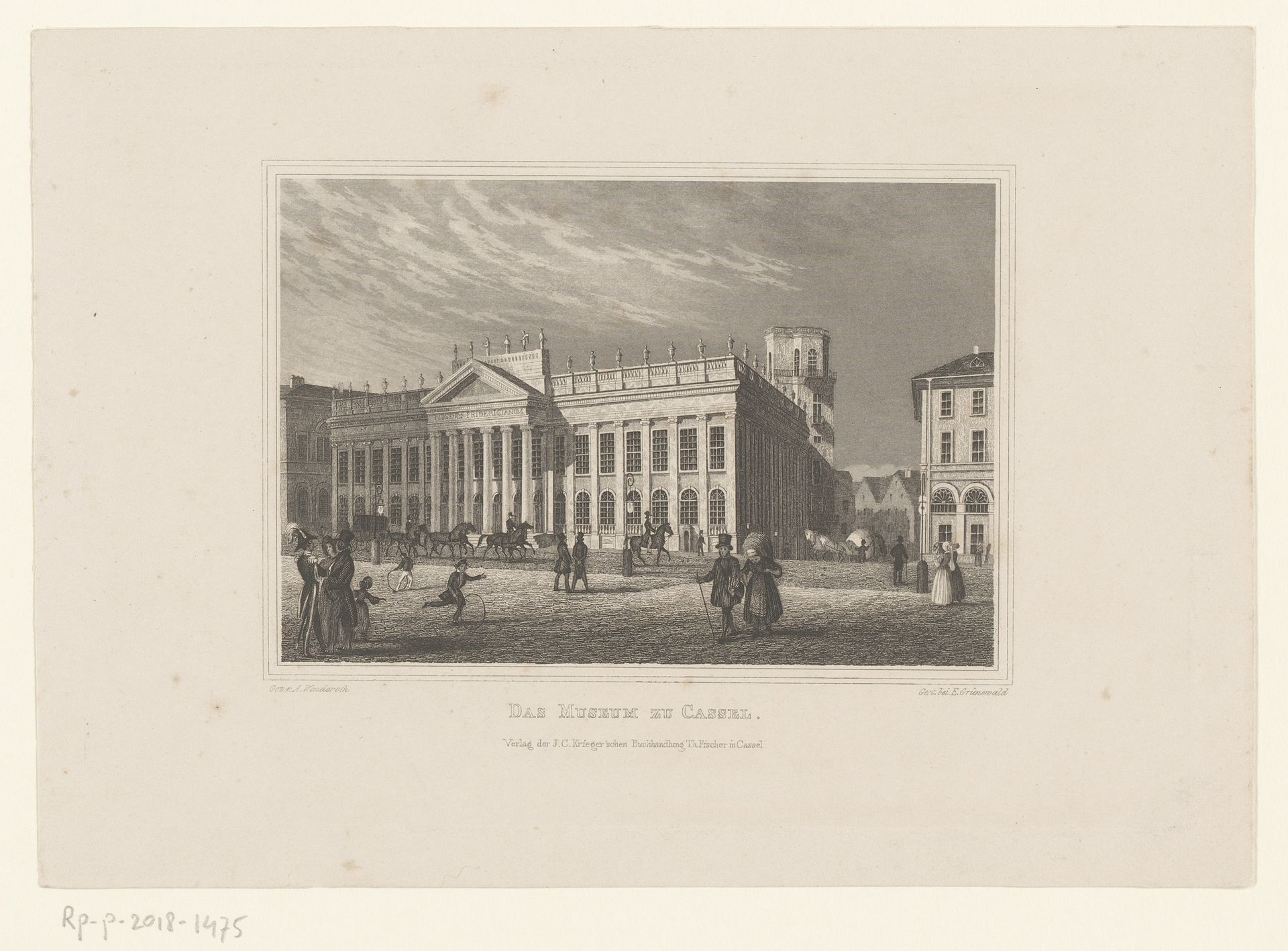 Gezicht op het Fridericianum, te Kassel by Ernst Grünewald