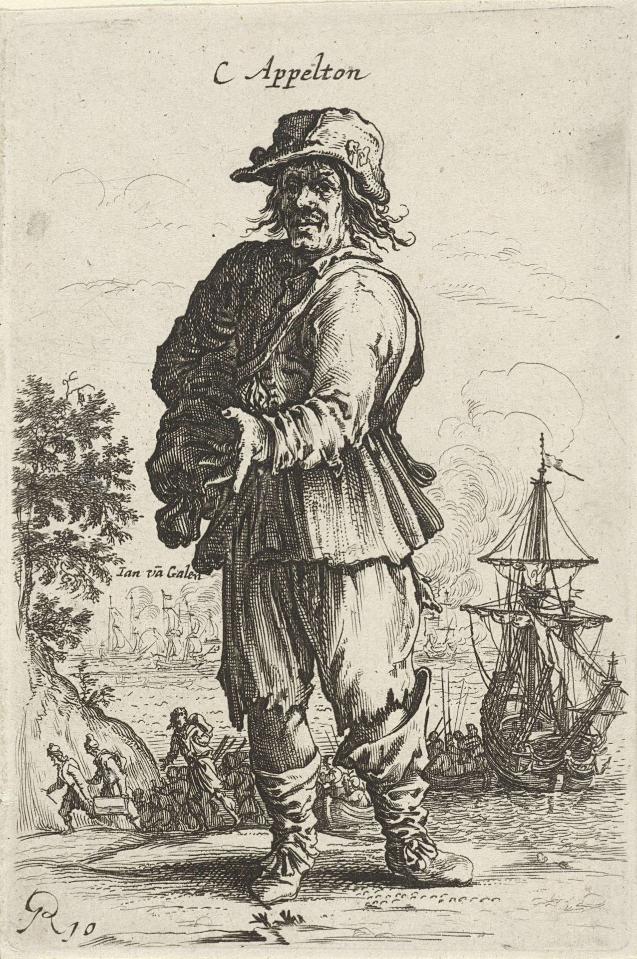 Staande man, wijzend met linkerhand by Salomon Savery