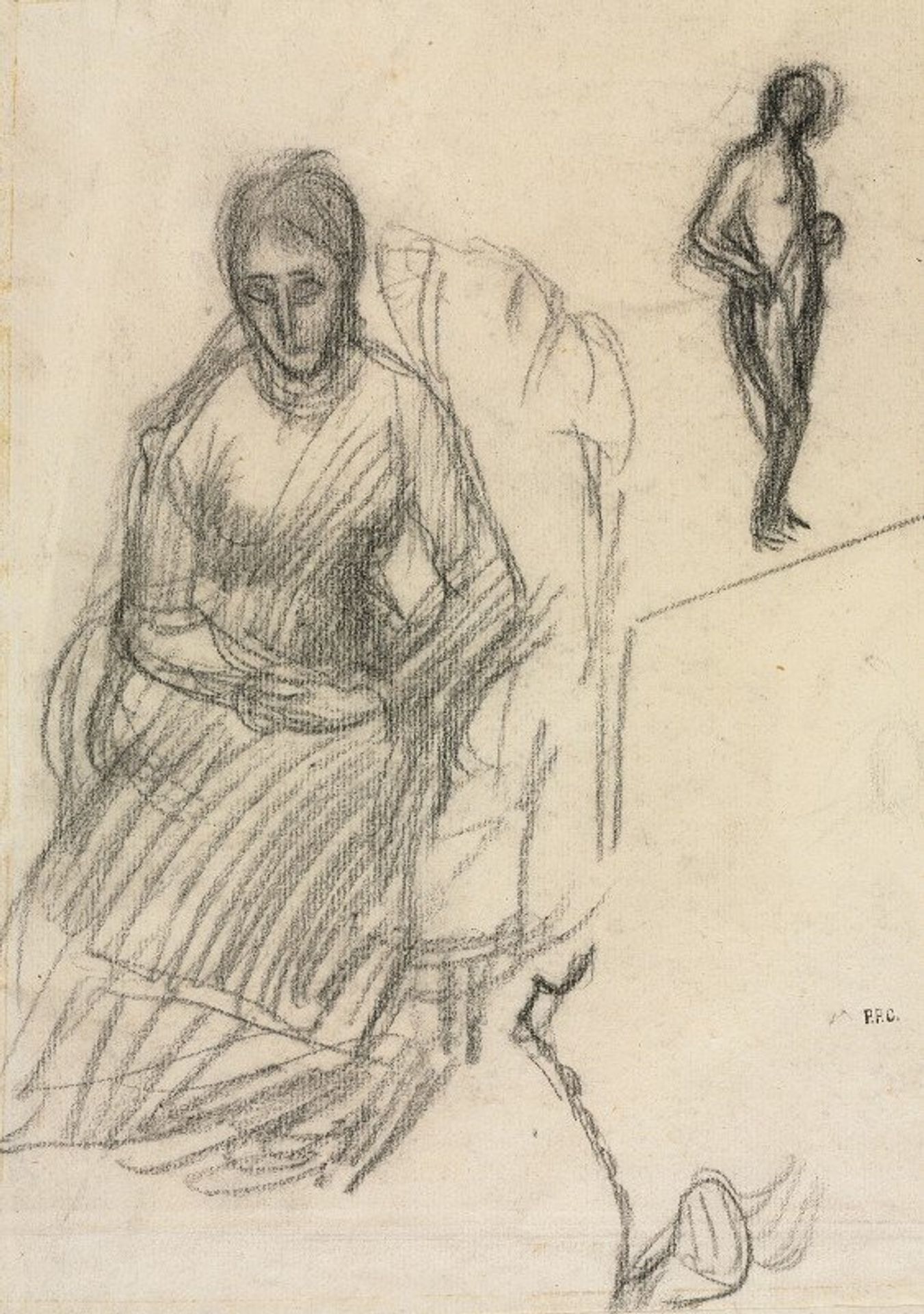Study of Madame Marie Cantacuzène; Study of Standing Female Nude by Pierre Puvis de Chavannes