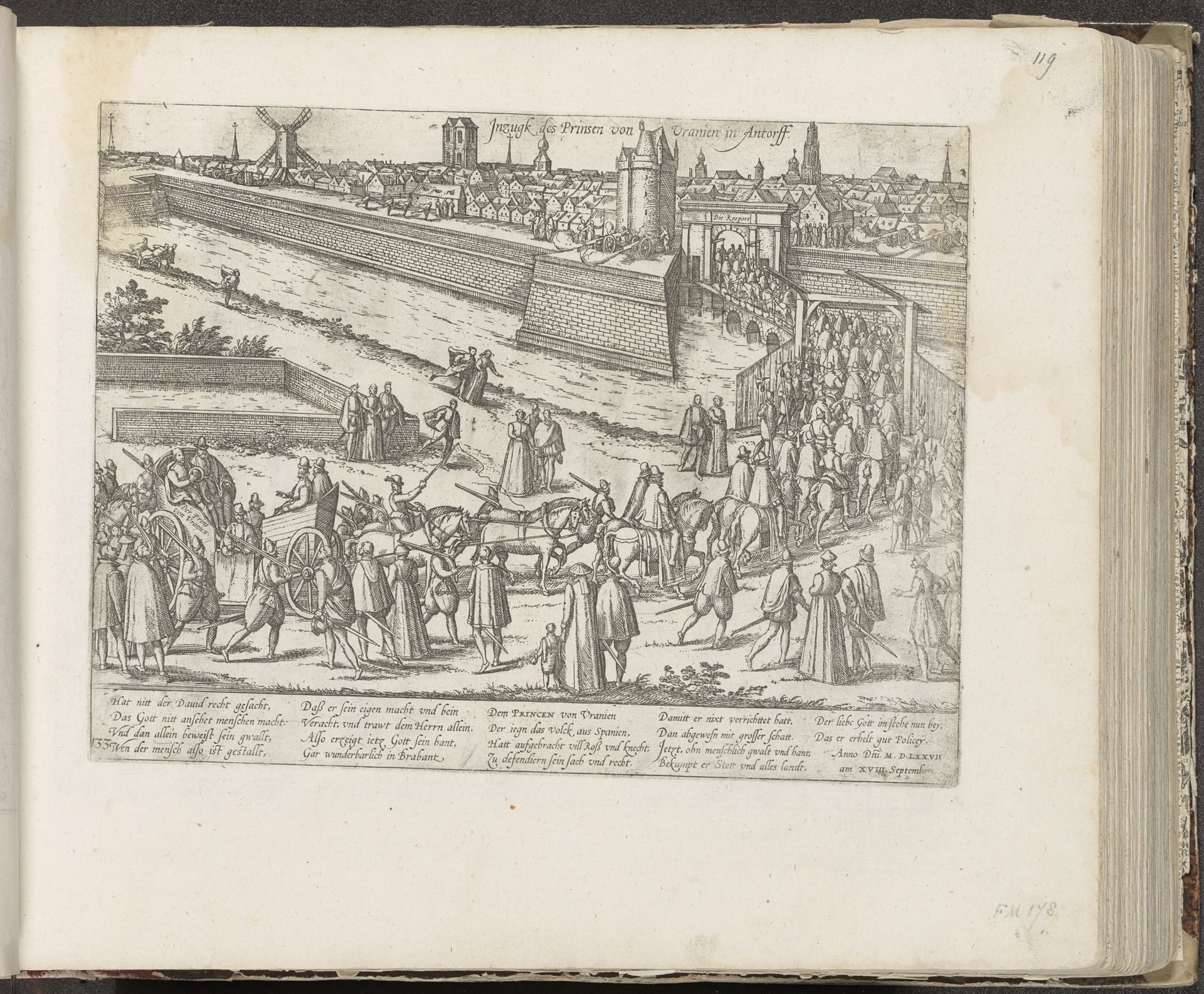 Intocht van de prins van Oranje te Antwerpen, 1577 by Frans Hogenberg