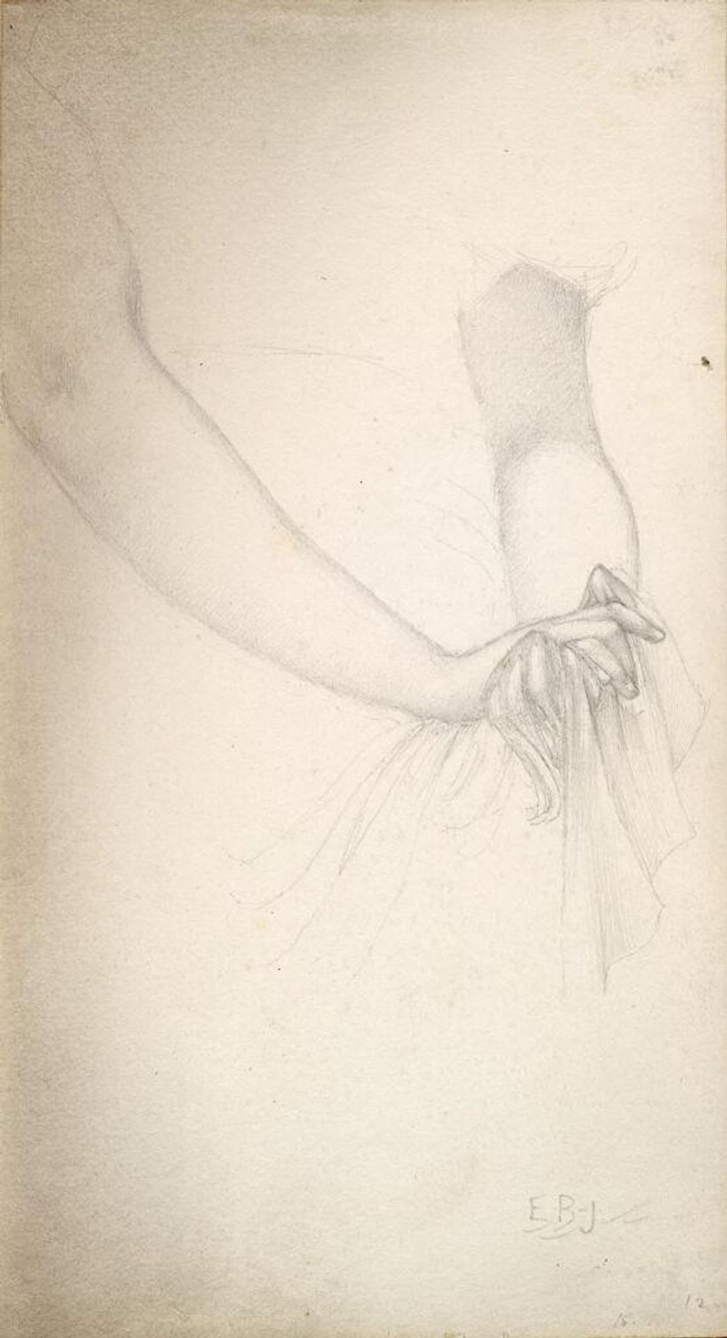 Clasped Hands, for "The Hours"; verso: Right Hand Holding Thread, for "The Hours" by Edward Burne-Jones