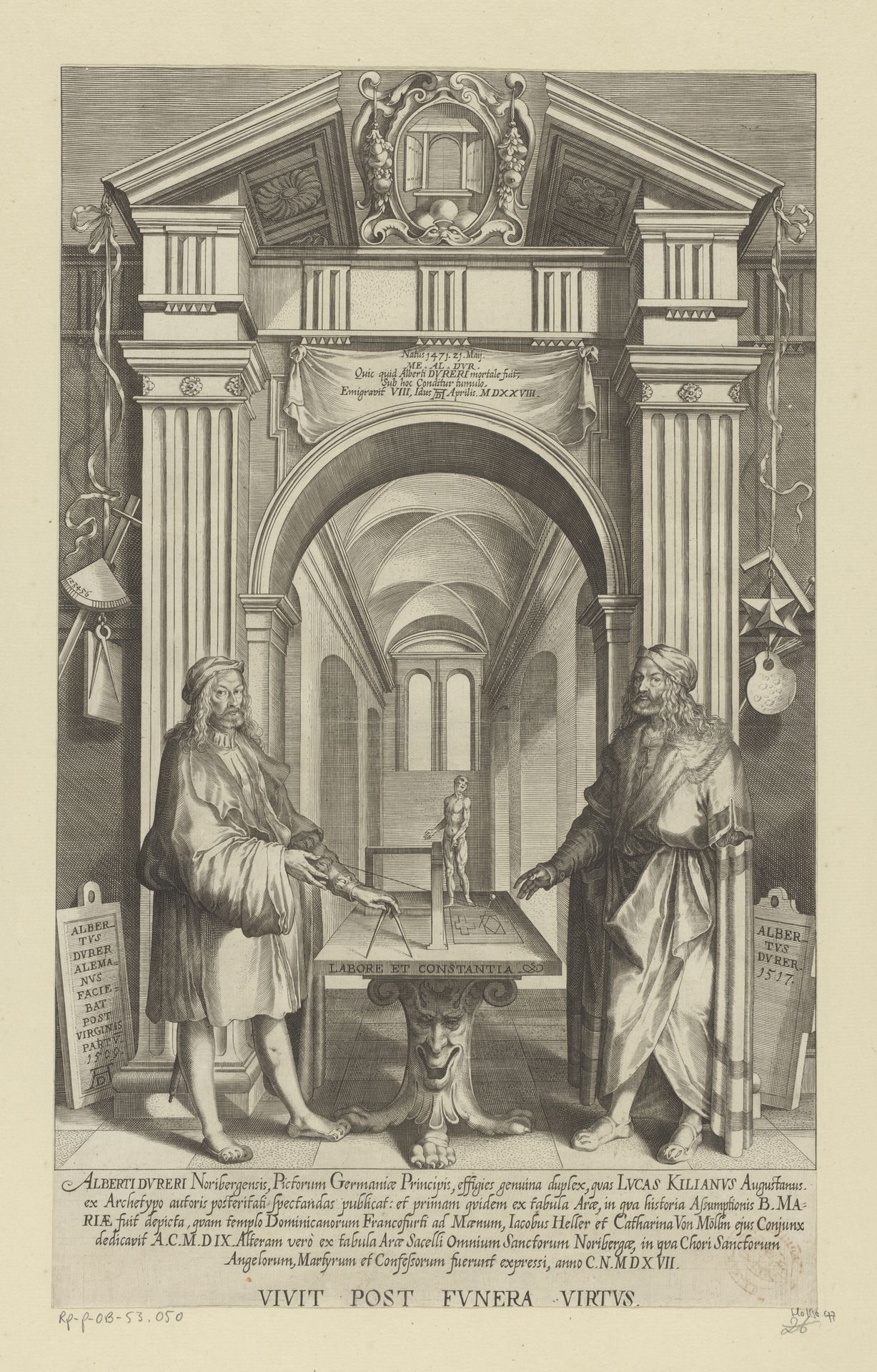Dubbelportret van Albrecht Dürer in een eregalerij by Lucas Kilian